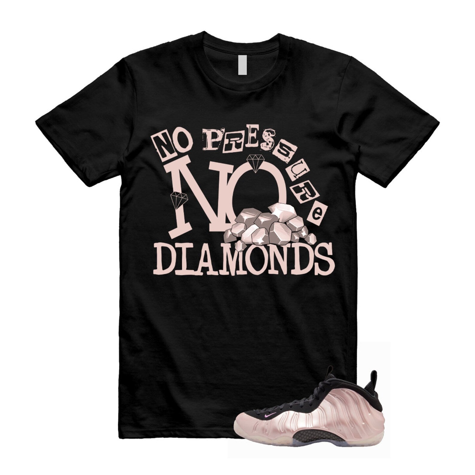 Foamposite Cherry Blossom Air One DMV Platinum Violet Pink Rise White Black T Shirt Match DIAMOND ,HJ4187-001 T-Shirt, Sneaker Match Tee