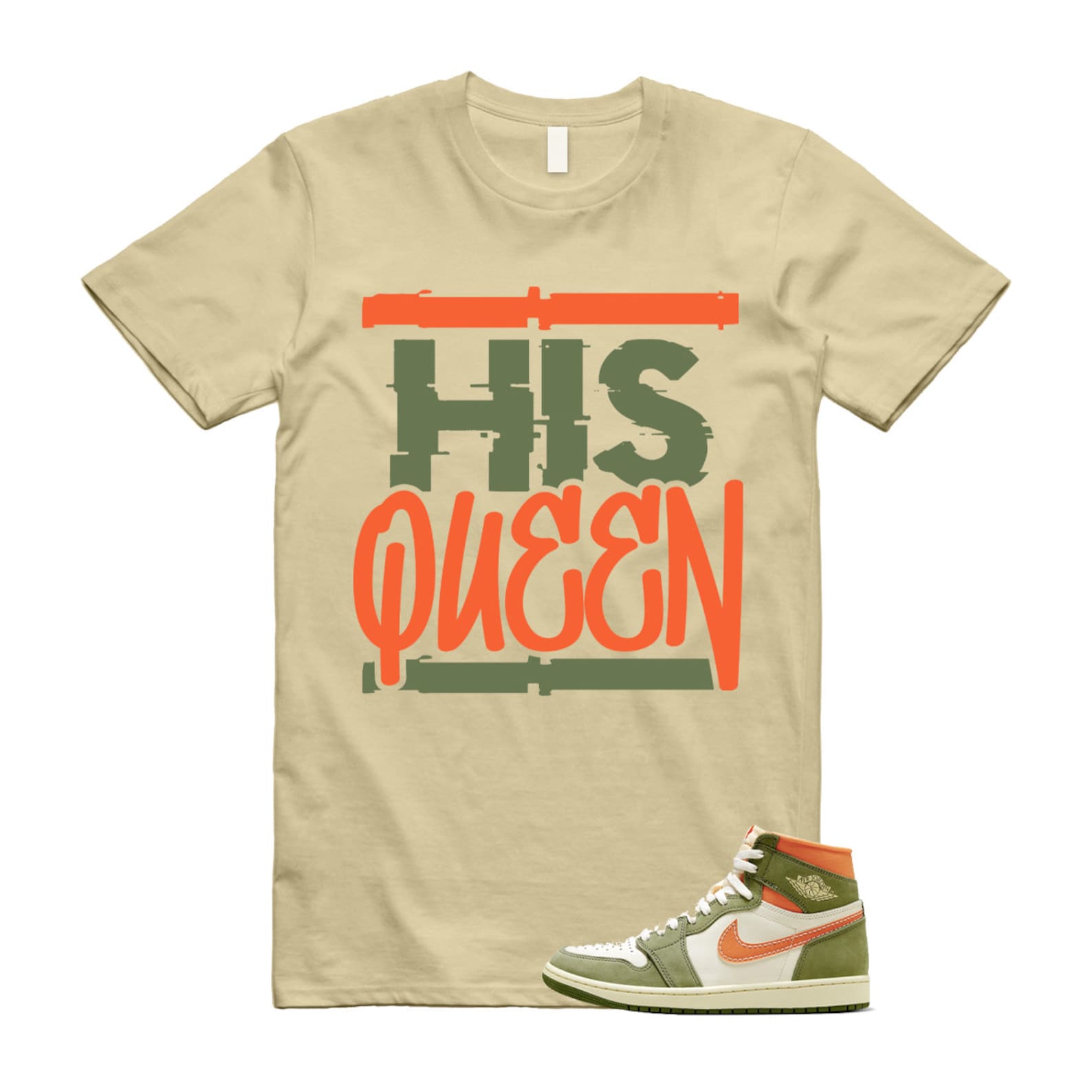 Craft Celadon 1 High OG Sky J Light Olive Bright Mandarin Coconut Milk T Shirt Match HQ ,FB9934-300 T-Shirt, Sneaker Match Tee
