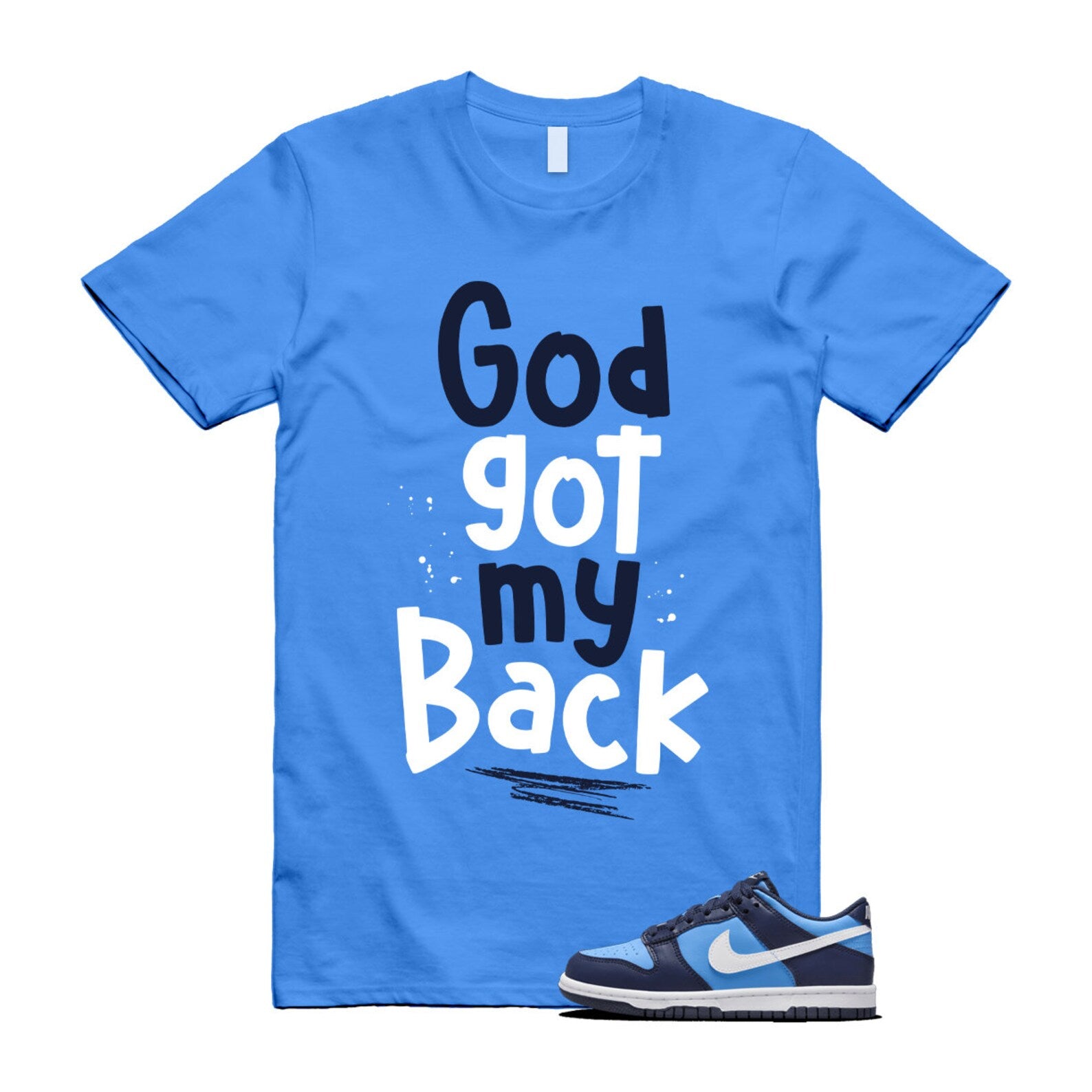 Dunk University Blue Midnight Navy White Big Kids Low T Shirt Match GOD ,HF0031-400 T-Shirt, Sneaker Match Tee