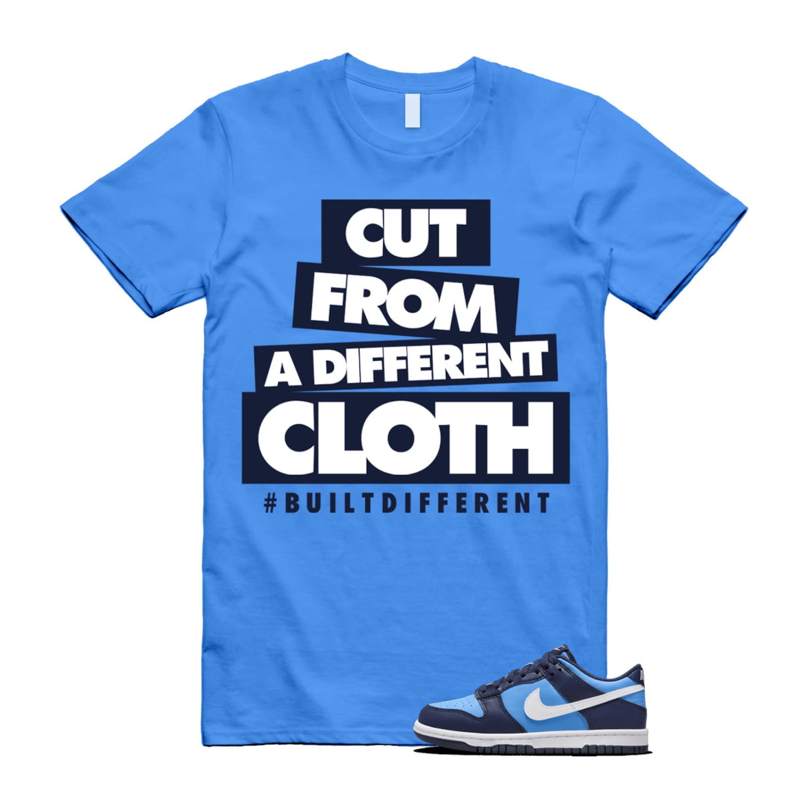 Dunk University Blue Midnight Navy White Big Kids Low T Shirt Match CLOTH ,HF0031-400 T-Shirt, Sneaker Match Tee