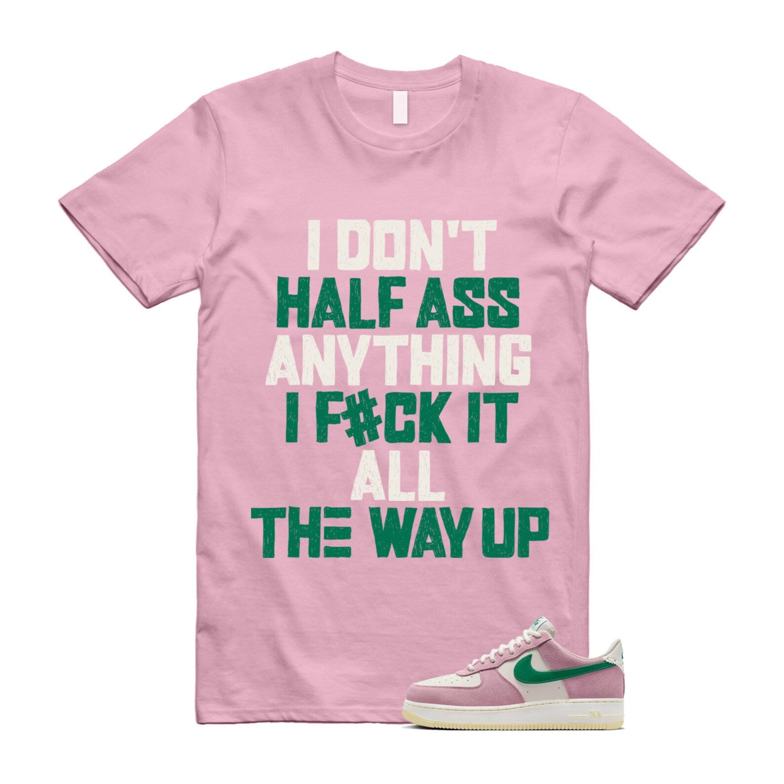 Air Force Pink Malachite 1 Low '07 LV8 Medium Soft Sail Alabaster T Shirt Match HALF ,FV9346-100 T-Shirt, Sneaker Match Tee