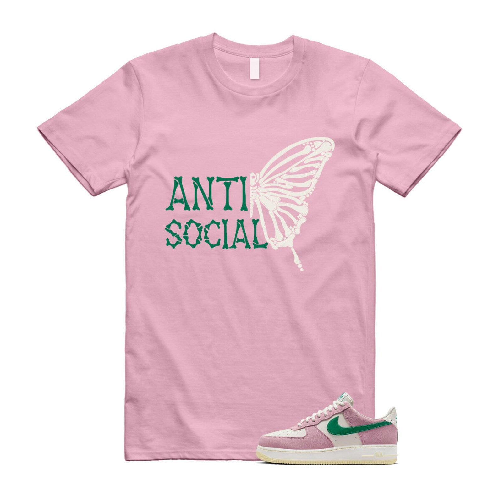 Air Force Pink Malachite 1 Low '07 LV8 Medium Soft Sail Alabaster T Shirt Match ASB ,FV9346-100 T-Shirt, Sneaker Match Tee