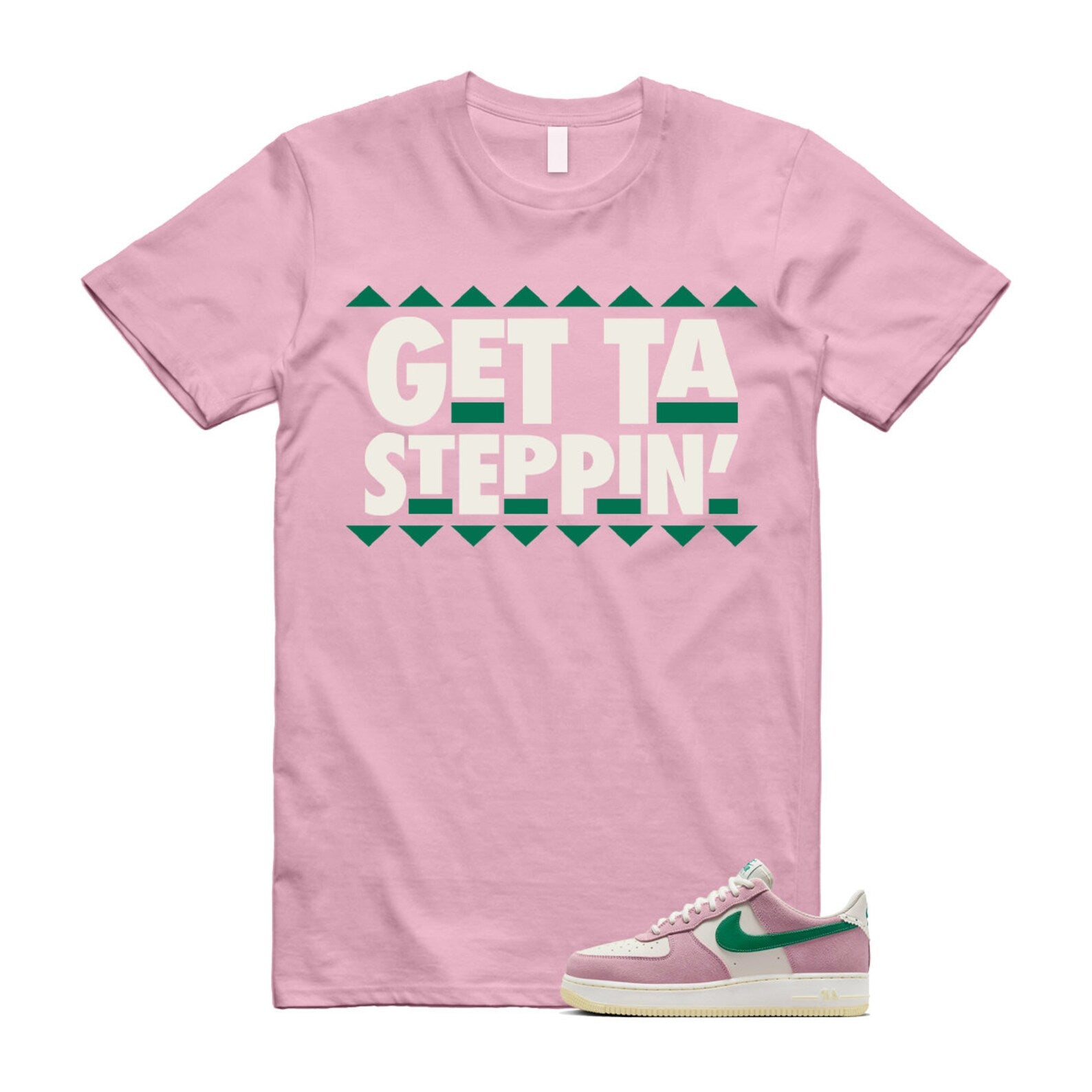 Air Force Pink Malachite 1 Low '07 LV8 Medium Soft Sail Alabaster T Shirt Match GET ,FV9346-100 T-Shirt, Sneaker Match Tee