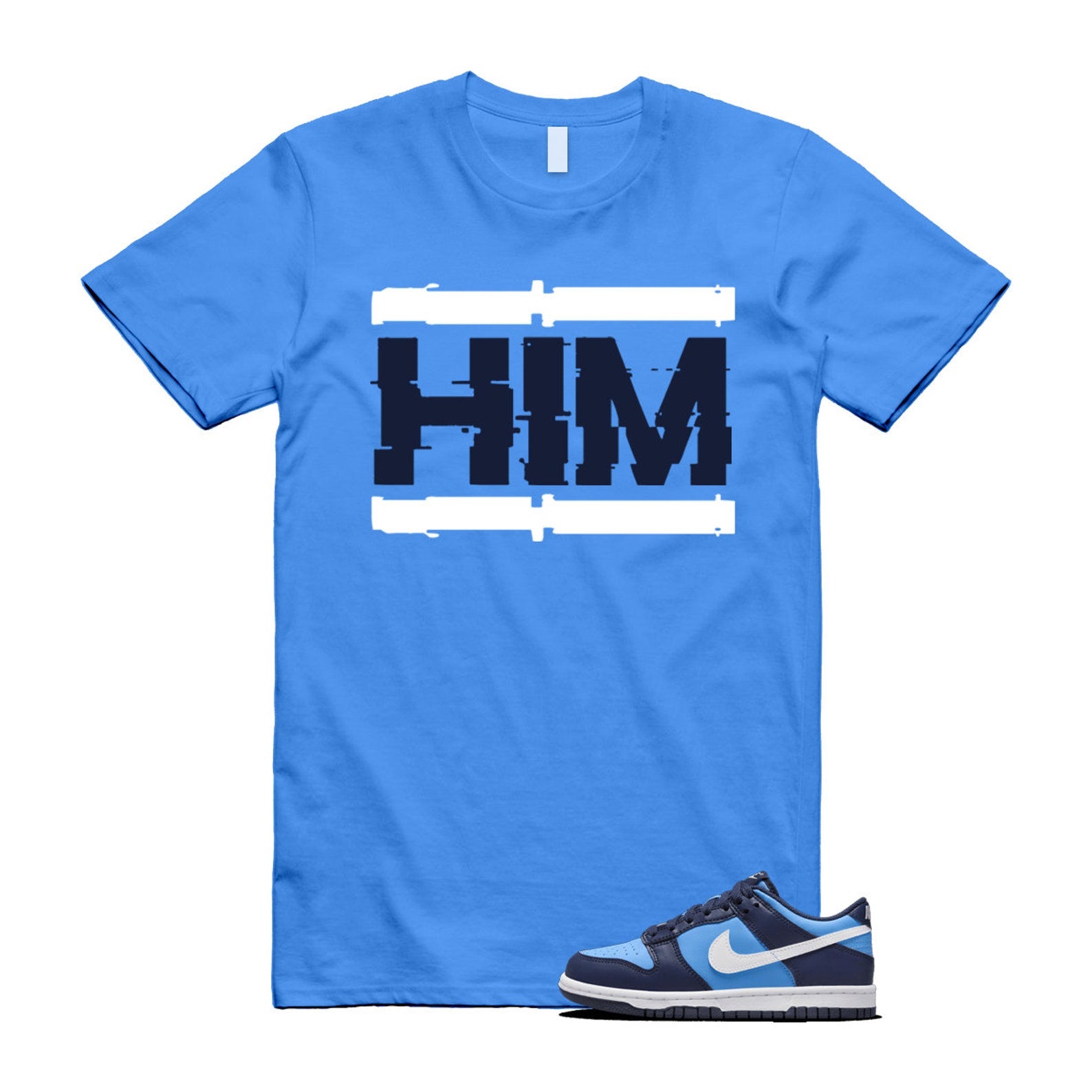 Dunk University Blue Midnight Navy White Big Kids Low T Shirt Match HIM ,HF0031-400 T-Shirt, Sneaker Match Tee