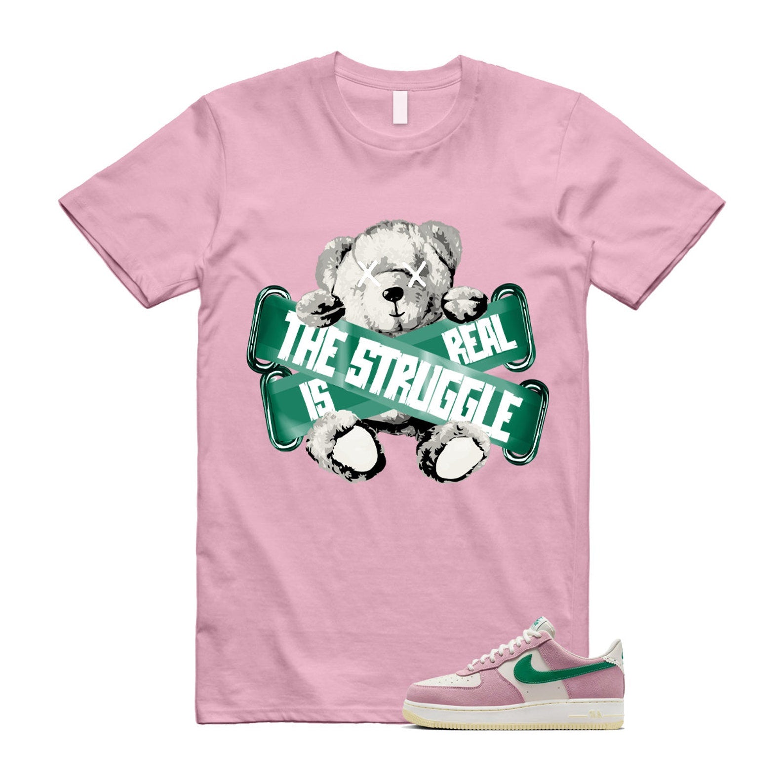 Air Force Pink Malachite 1 Low '07 LV8 Medium Soft Sail Alabaster T Shirt Match TSIR ,FV9346-100 T-Shirt, Sneaker Match Tee