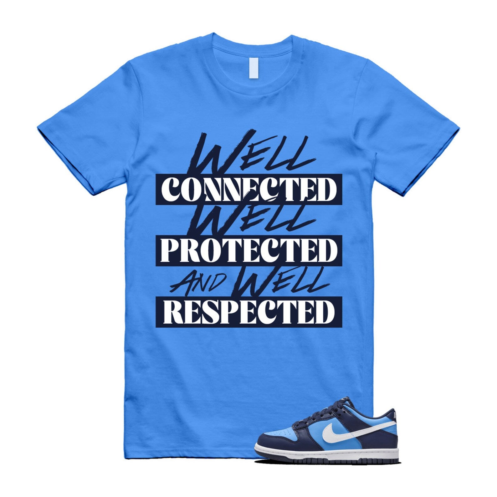 Dunk University Blue Midnight Navy White Big Kids Low T Shirt Match WELL ,HF0031-400 T-Shirt, Sneaker Match Tee