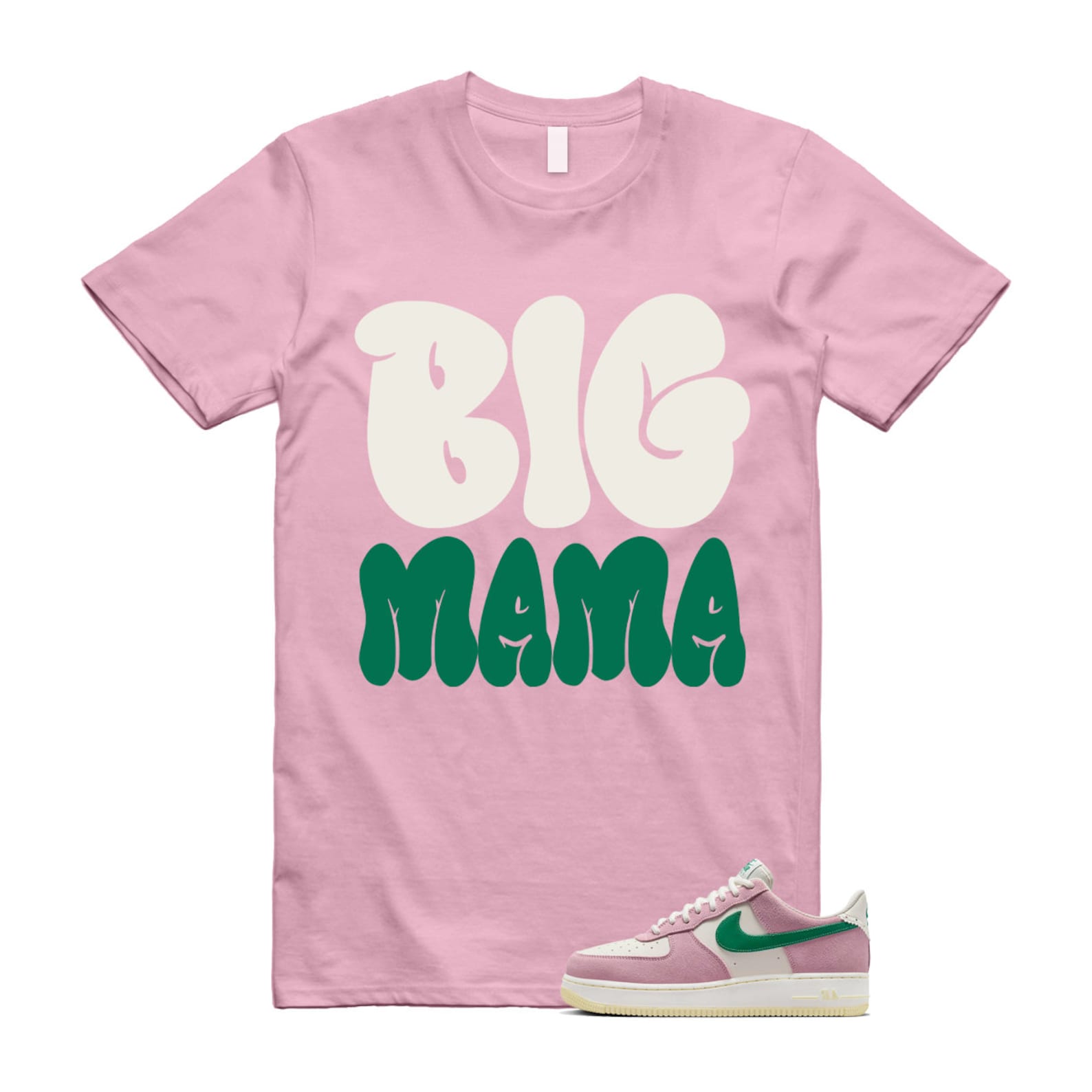 Air Force Pink Malachite 1 Low '07 LV8 Medium Soft Sail Alabaster T Shirt Match MAMA ,FV9346-100 T-Shirt, Sneaker Match Tee