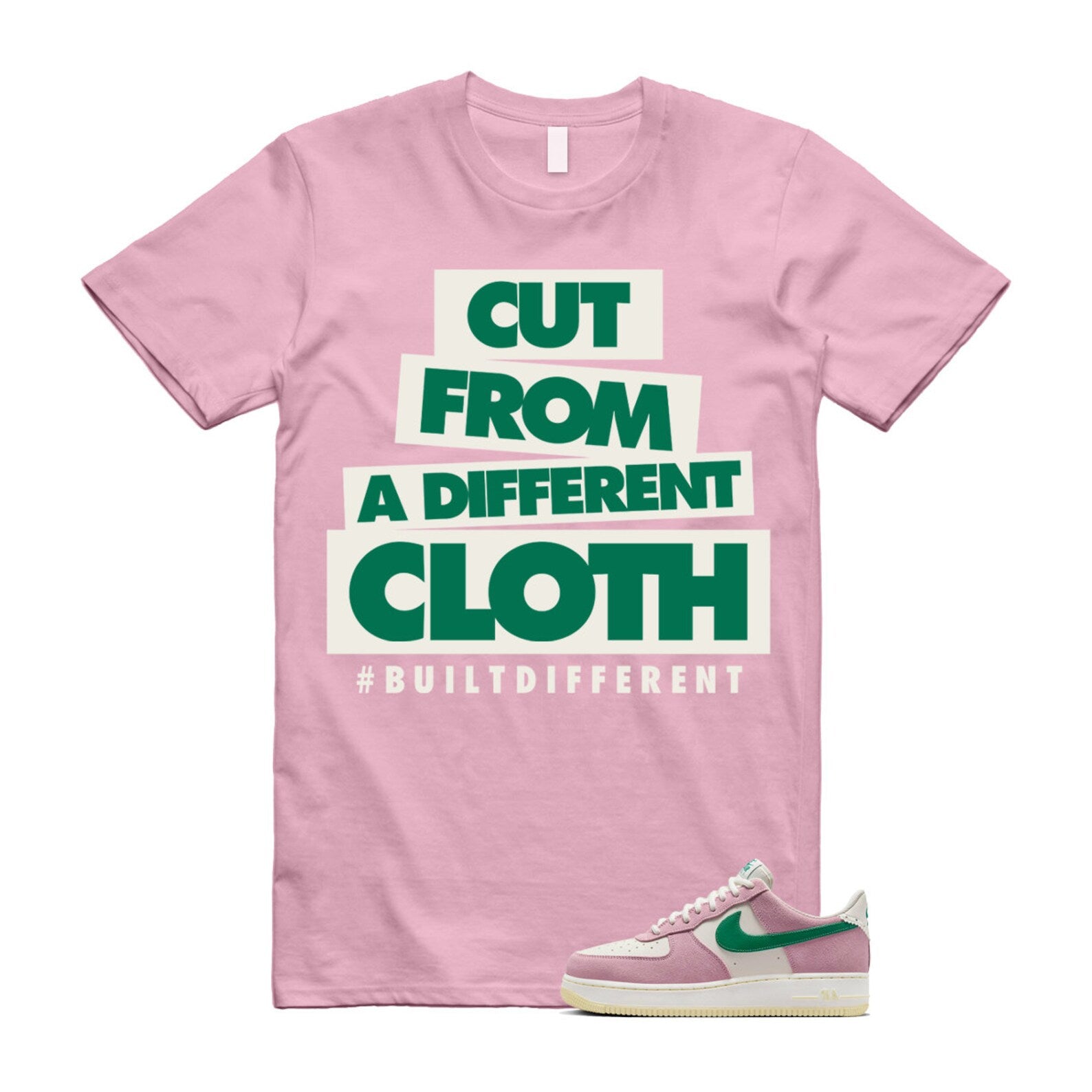 Air Force Pink Malachite 1 Low '07 LV8 Medium Soft Sail Alabaster T Shirt Match CLOTH ,FV9346-100 T-Shirt, Sneaker Match Tee
