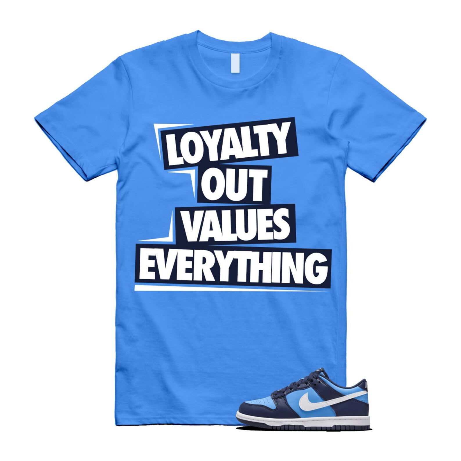 Dunk University Blue Midnight Navy White Big Kids Low T Shirt Match LOVE ,HF0031-400 T-Shirt, Sneaker Match Tee