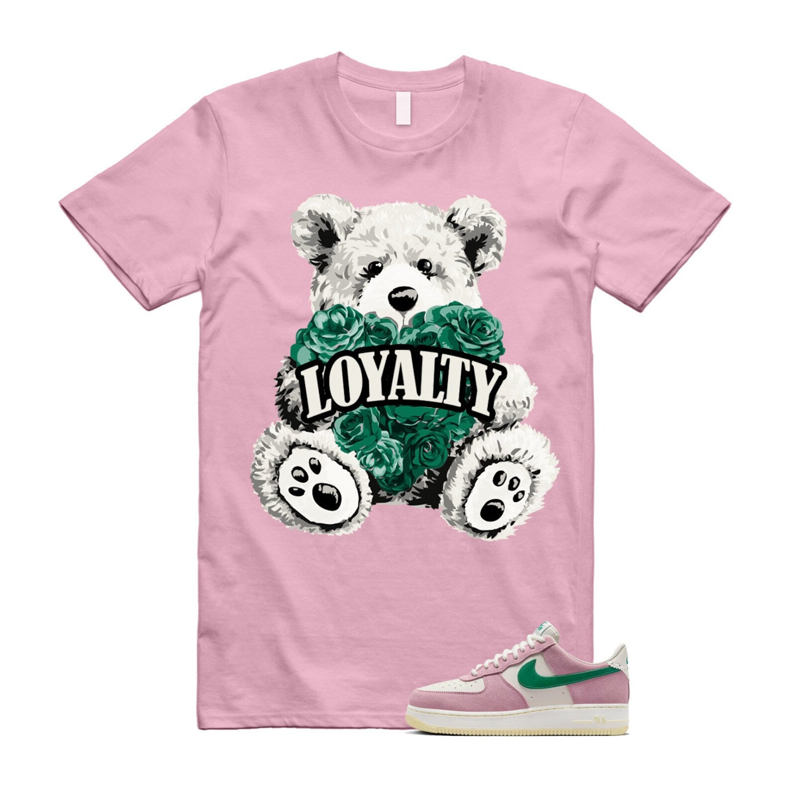 Air Force Pink Malachite 1 Low '07 LV8 Medium Soft Sail Alabaster T Shirt Match LYLTY ,FV9346-100 T-Shirt, Sneaker Match Tee