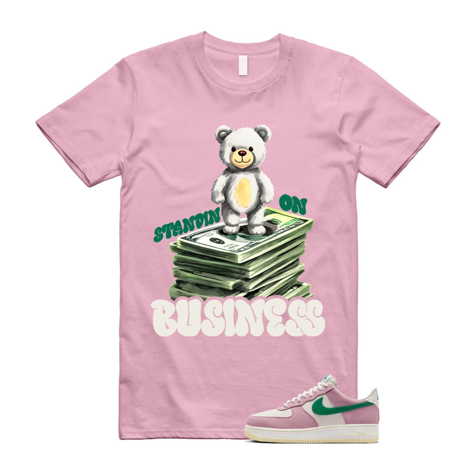 Air Force Pink Malachite 1 Low '07 LV8 Medium Soft Sail Alabaster T Shirt Match SB2 ,FV9346-100 T-Shirt, Sneaker Match Tee