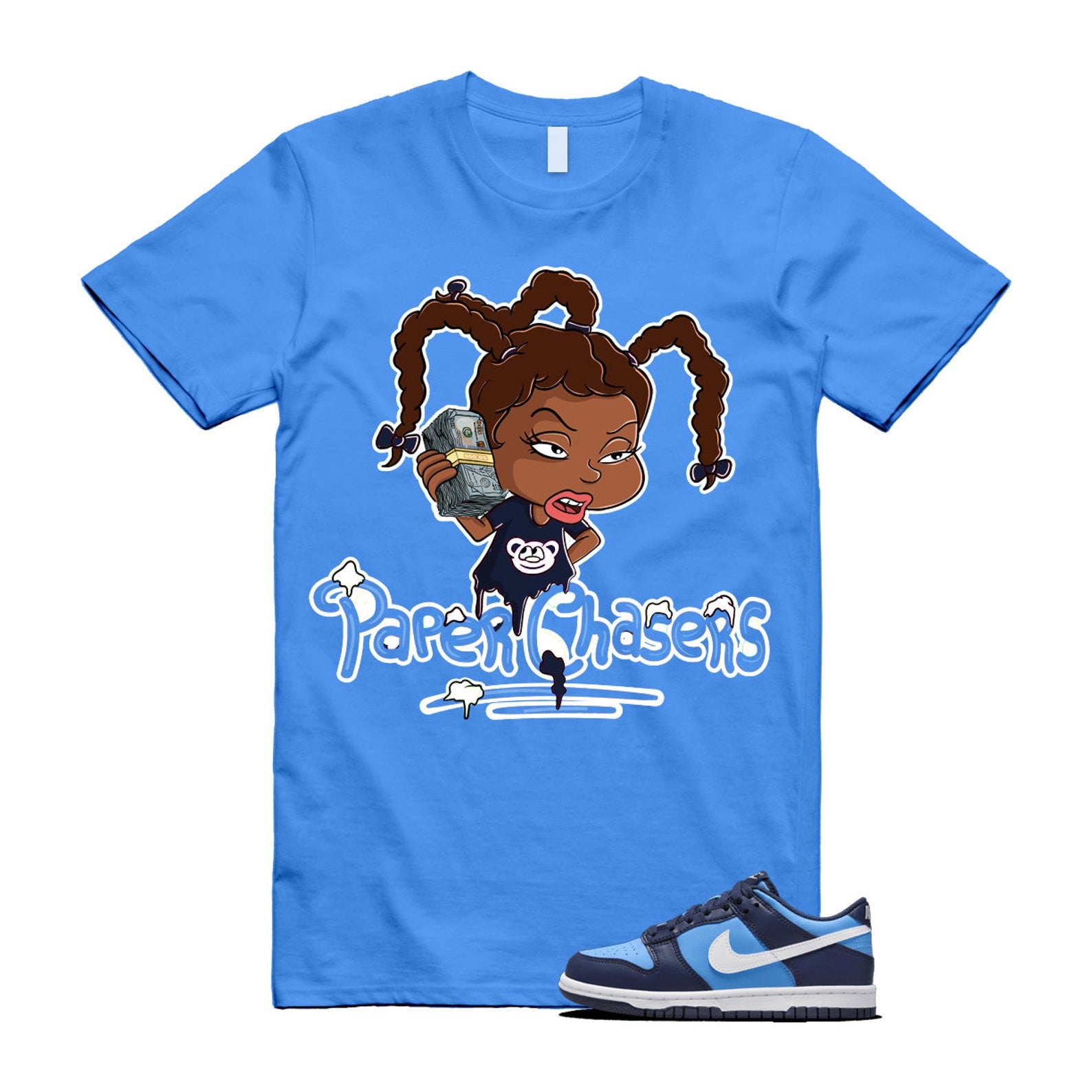 Dunk University Blue Midnight Navy White Big Kids Low T Shirt Match PC ,HF0031-400 T-Shirt, Sneaker Match Tee