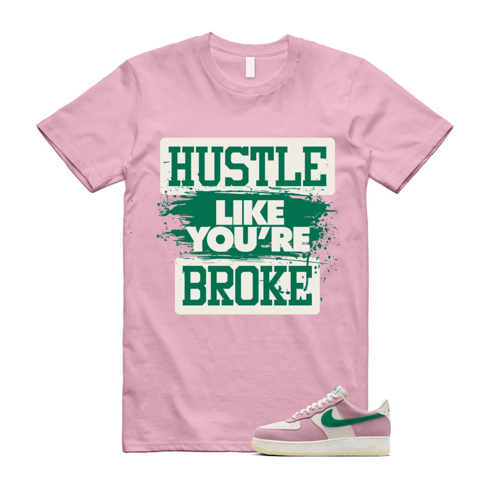 Air Force Pink Malachite 1 Low '07 LV8 Medium Soft Sail Alabaster T Shirt Match HLYB ,FV9346-100 T-Shirt, Sneaker Match Tee