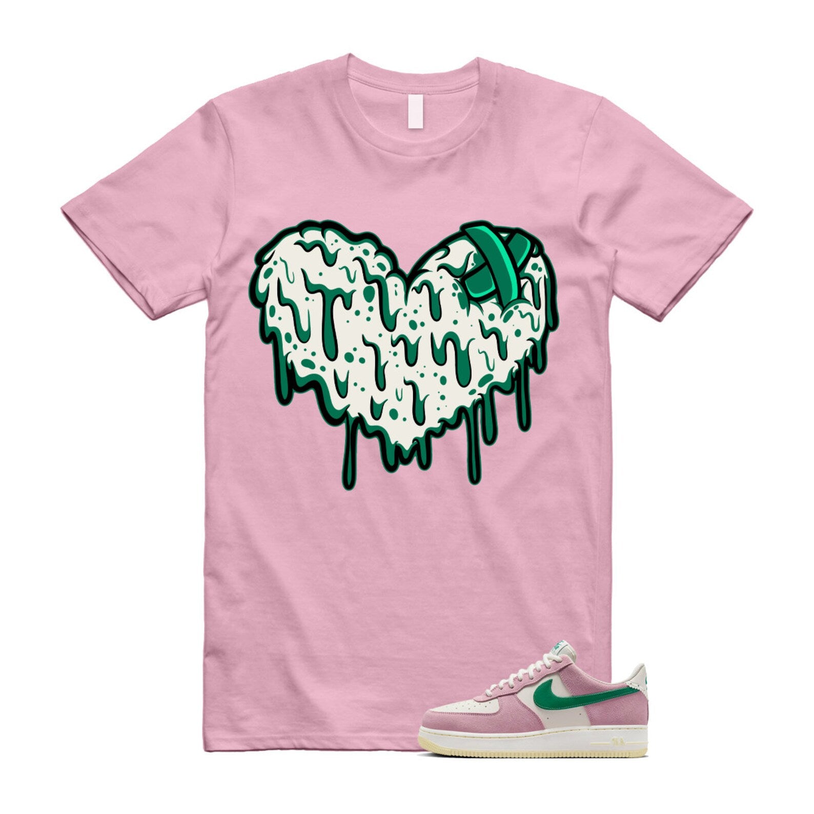 Air Force Pink Malachite 1 Low '07 LV8 Medium Soft Sail Alabaster T Shirt Match DRHRT ,FV9346-100 T-Shirt, Sneaker Match Tee
