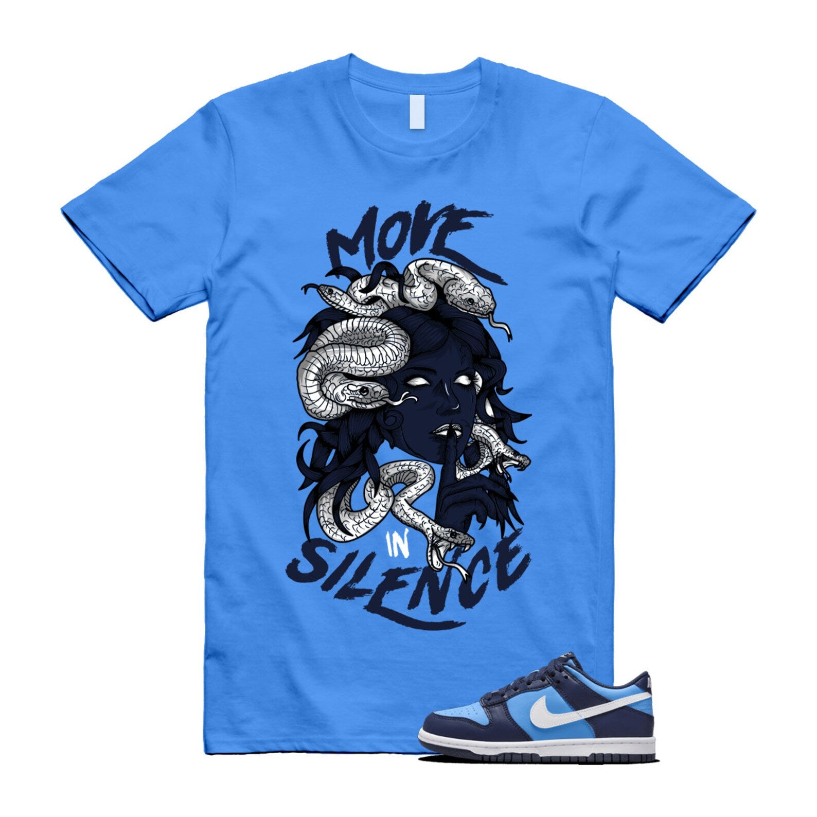 Dunk University Blue Midnight Navy White Big Kids Low T Shirt Match MIS ,HF0031-400 T-Shirt, Sneaker Match Tee