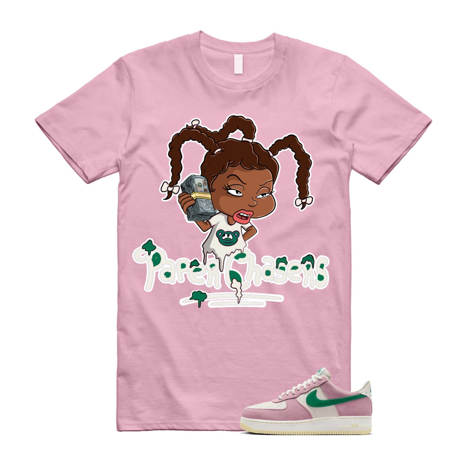 Air Force Pink Malachite 1 Low '07 LV8 Medium Soft Sail Alabaster T Shirt Match PC ,FV9346-100 T-Shirt, Sneaker Match Tee