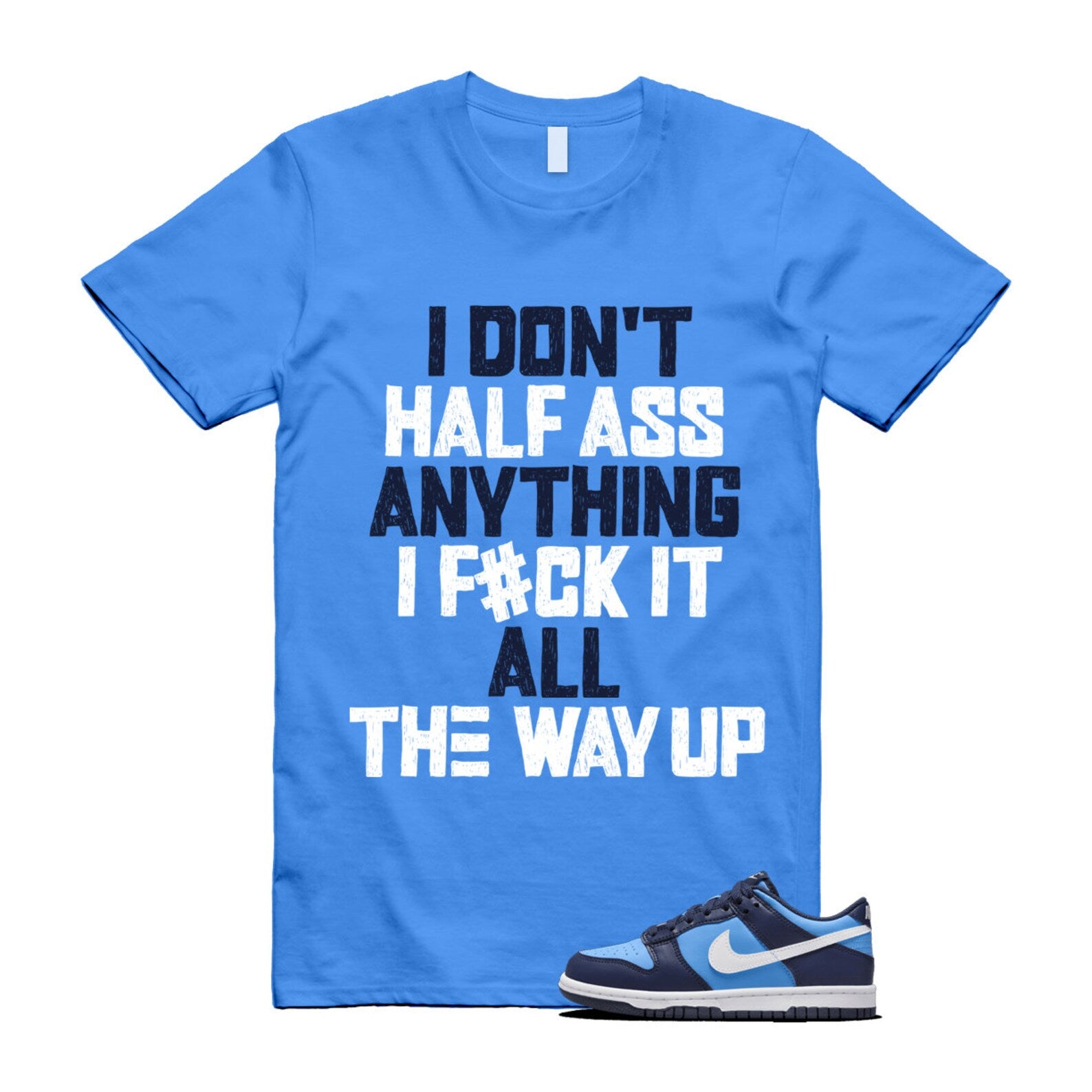 Dunk University Blue Midnight Navy White Big Kids Low T Shirt Match HALF ,HF0031-400 T-Shirt, Sneaker Match Tee