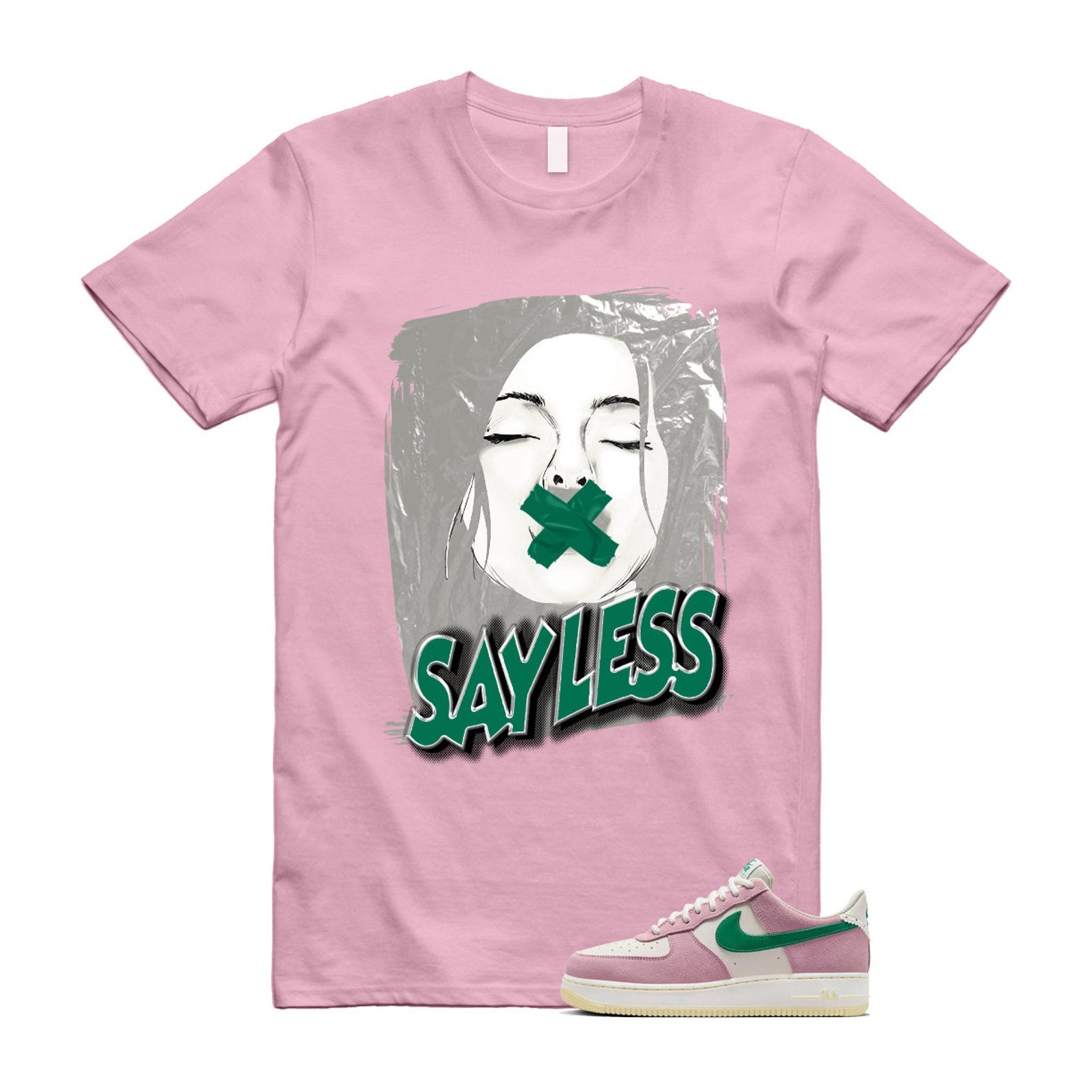 Air Force Pink Malachite 1 Low '07 LV8 Medium Soft Sail Alabaster T Shirt Match SL ,FV9346-100 T-Shirt, Sneaker Match Tee