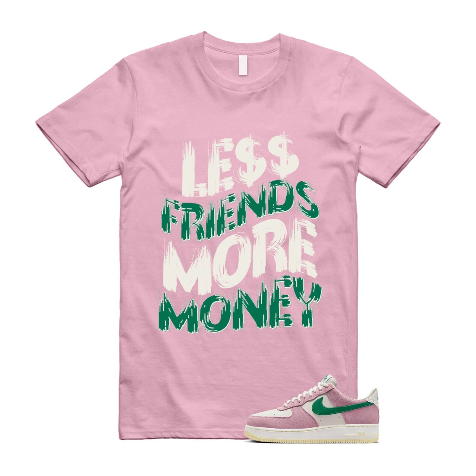 Air Force Pink Malachite 1 Low '07 LV8 Medium Soft Sail Alabaster T Shirt Match LF ,FV9346-100 T-Shirt, Sneaker Match Tee
