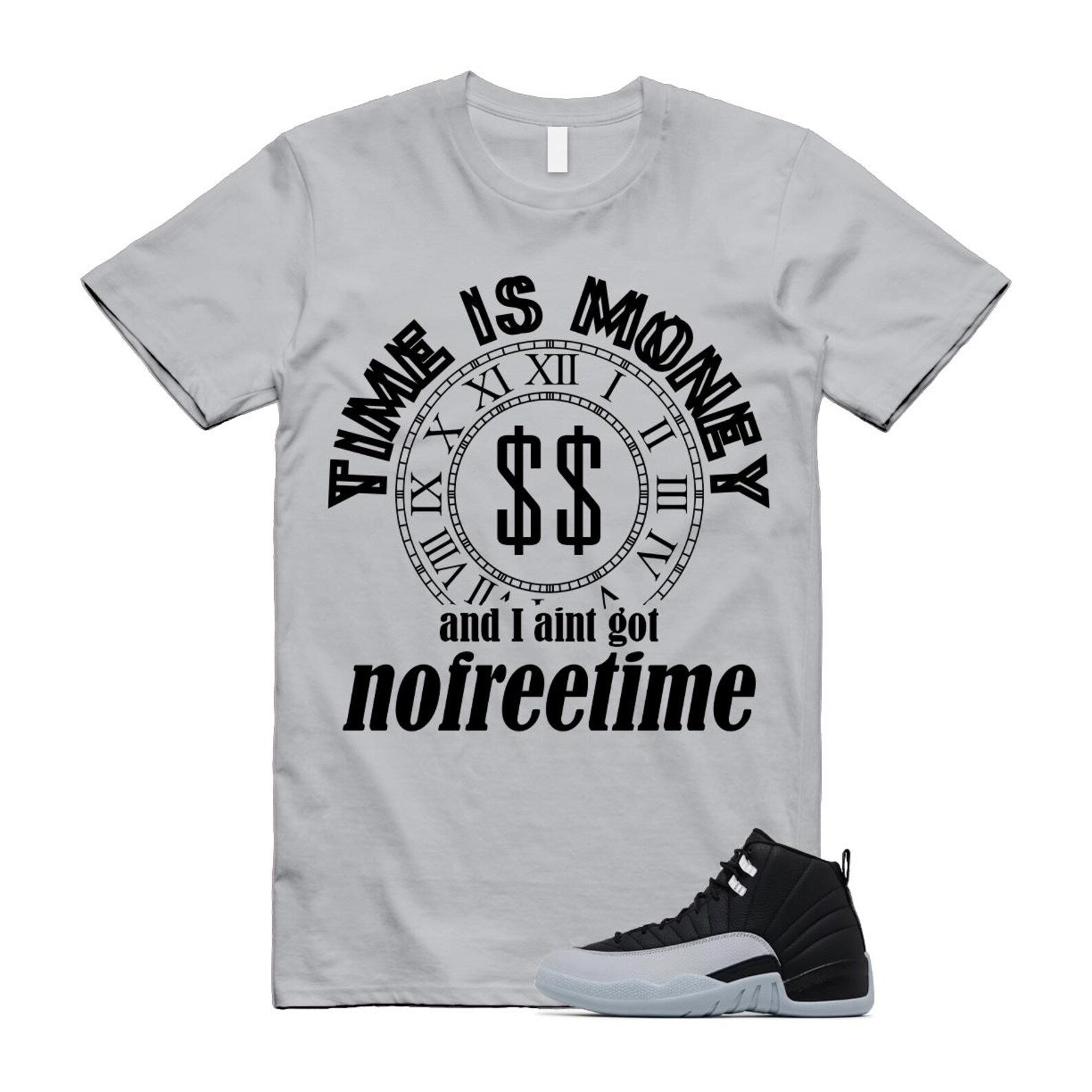 12 Barons Black Wolf Grey White Retro T Shirt Match FREETIME ,CT8013-010 T-Shirt, Sneaker Match Tee