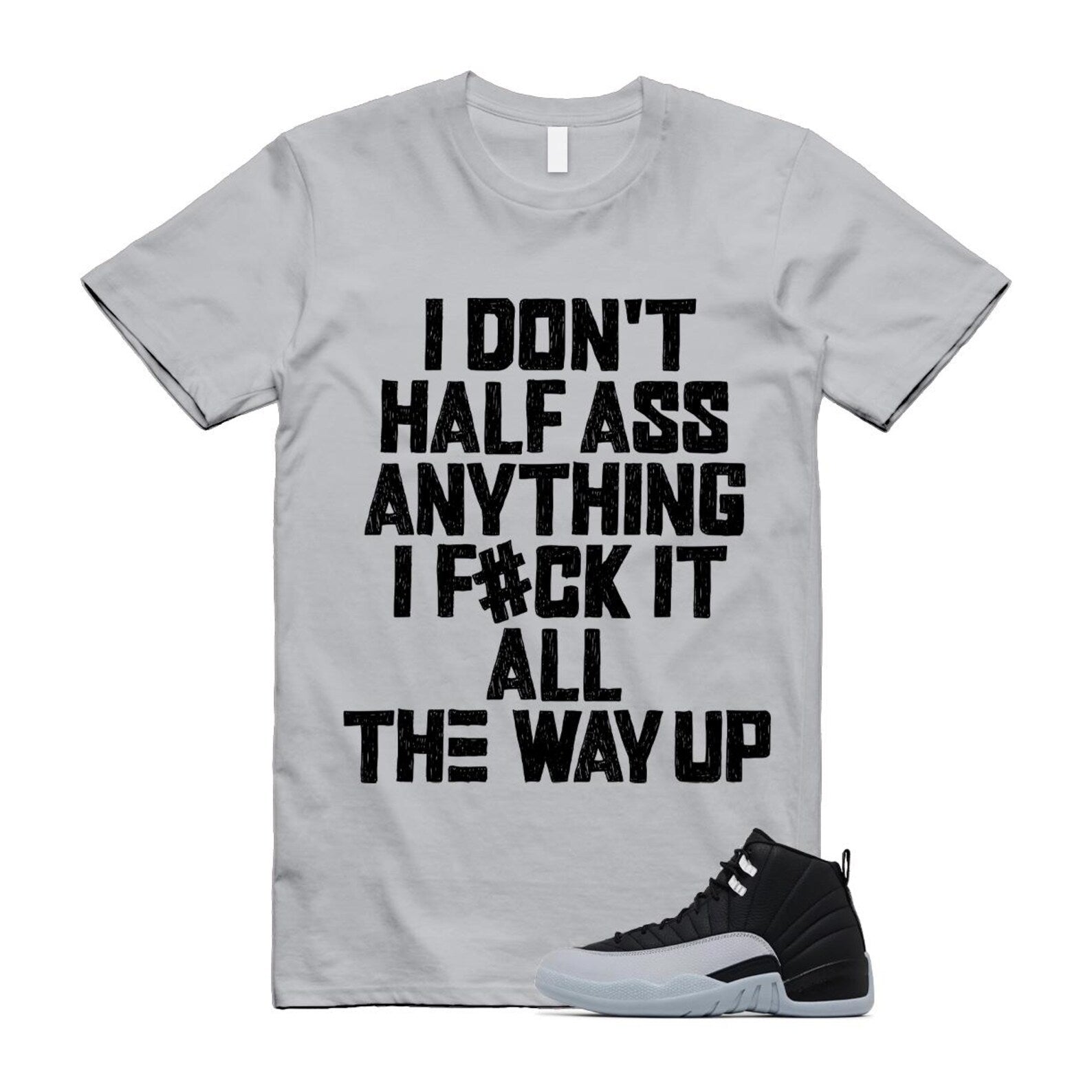 12 Barons Black Wolf Grey White Retro T Shirt Match HALF ,CT8013-010 T-Shirt, Sneaker Match Tee