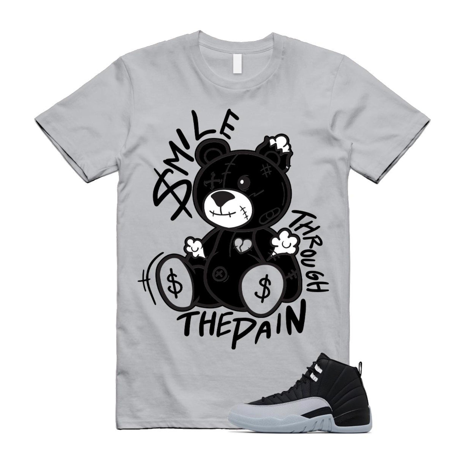 12 Barons Black Wolf Grey White Retro T Shirt Match Smile Through The Pain ,CT8013-010 T-Shirt, Sneaker Match Tee