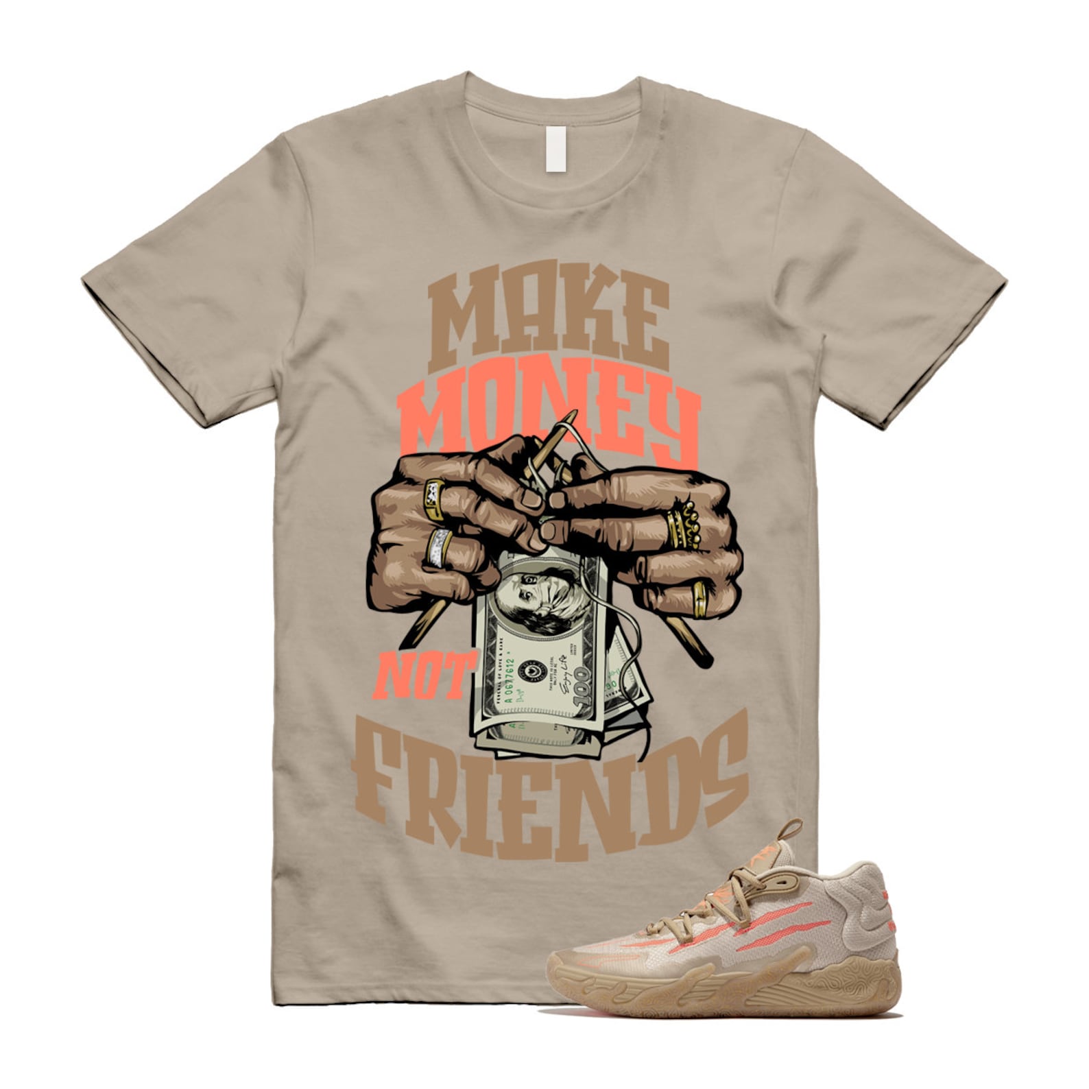 Chinese New Year LaMelo Ball MB.03 Gold Fluro Peach Pes T Shirt Match MM ,309716-01 T-Shirt, Sneaker Match Tee