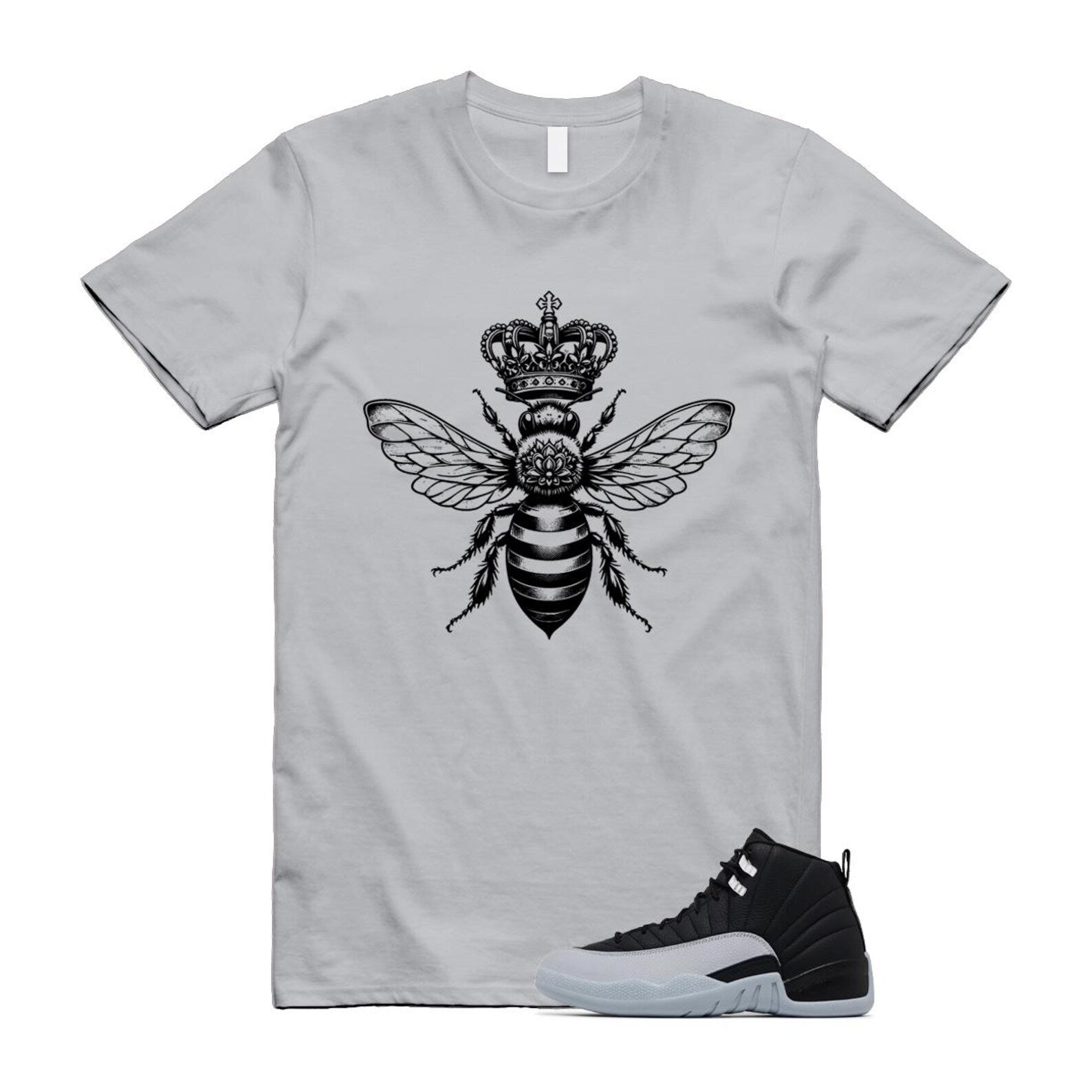 12 Barons Black Wolf Grey White Retro T Shirt Match BEE ,CT8013-010 T-Shirt, Sneaker Match Tee