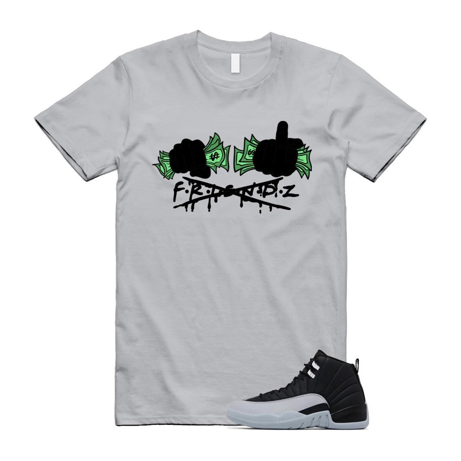 12 Barons Black Wolf Grey White Retro T Shirt Match FRIENDZ ,CT8013-010 T-Shirt, Sneaker Match Tee