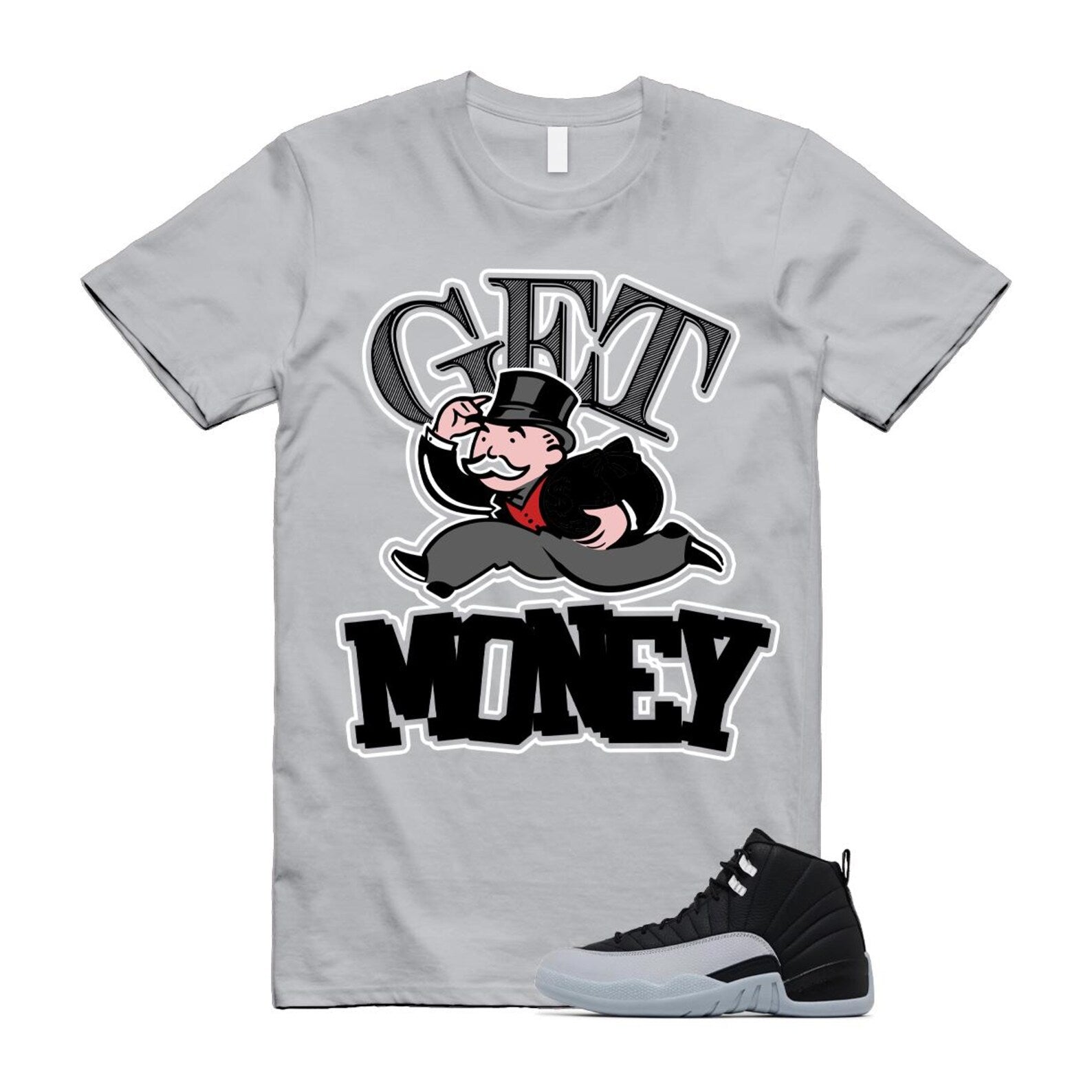 12 Barons Black Wolf Grey White Retro T Shirt Match GM ,CT8013-010 T-Shirt, Sneaker Match Tee