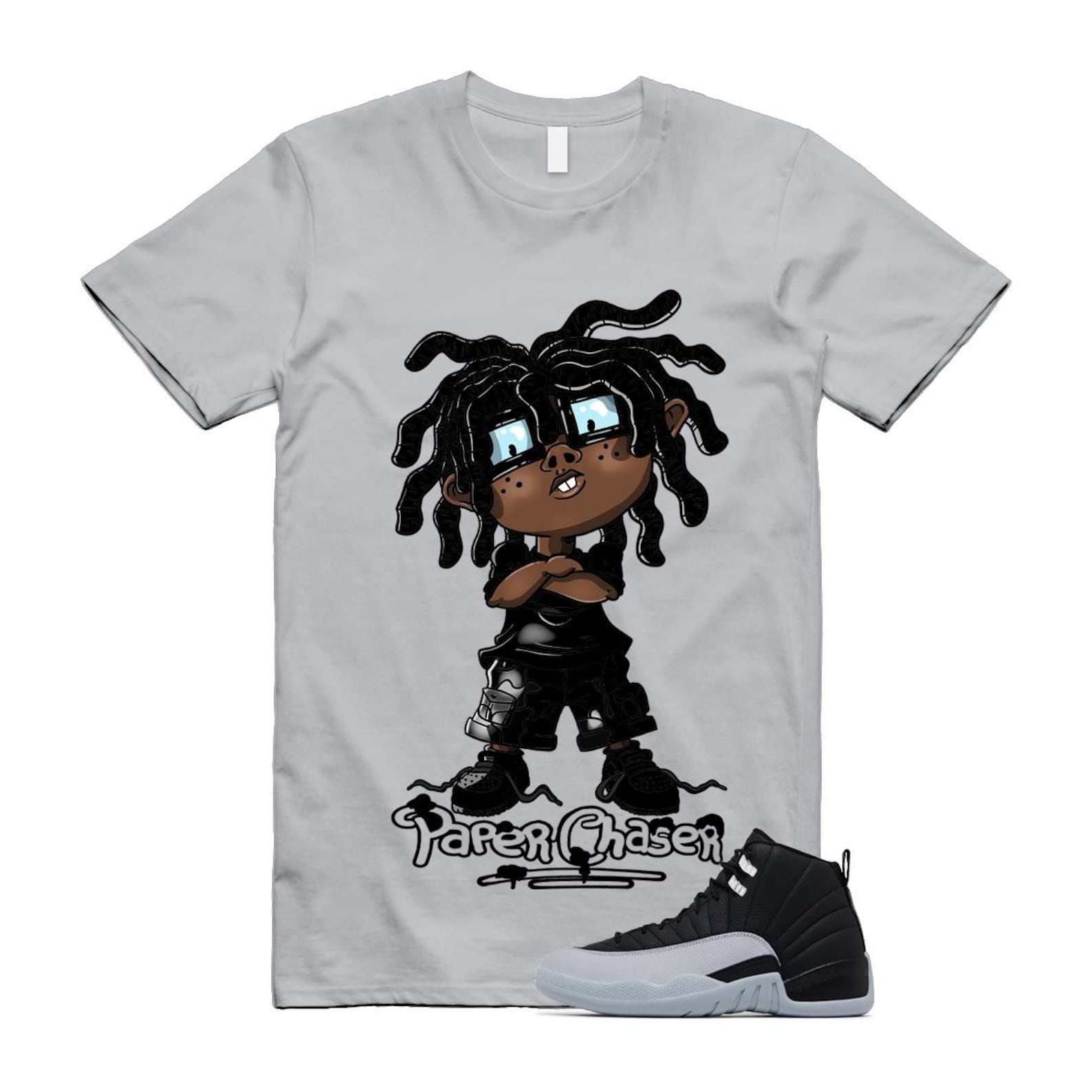 12 Barons Black Wolf Grey White Retro T Shirt Match CHUCKY ,CT8013-010 T-Shirt, Sneaker Match Tee