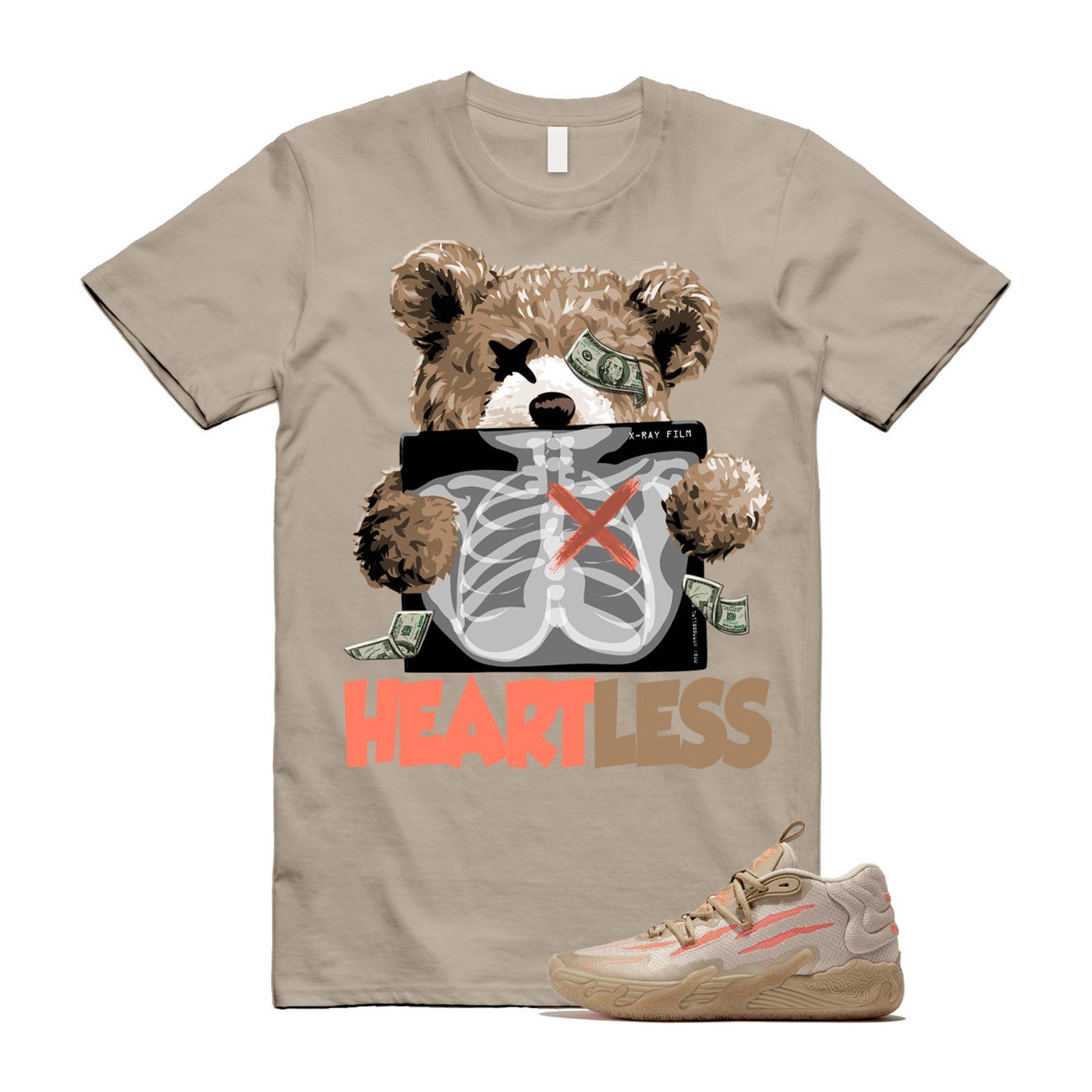 Chinese New Year LaMelo Ball MB.03 Gold Fluro Peach Pes T Shirt Match HEART ,309716-01 T-Shirt, Sneaker Match Tee