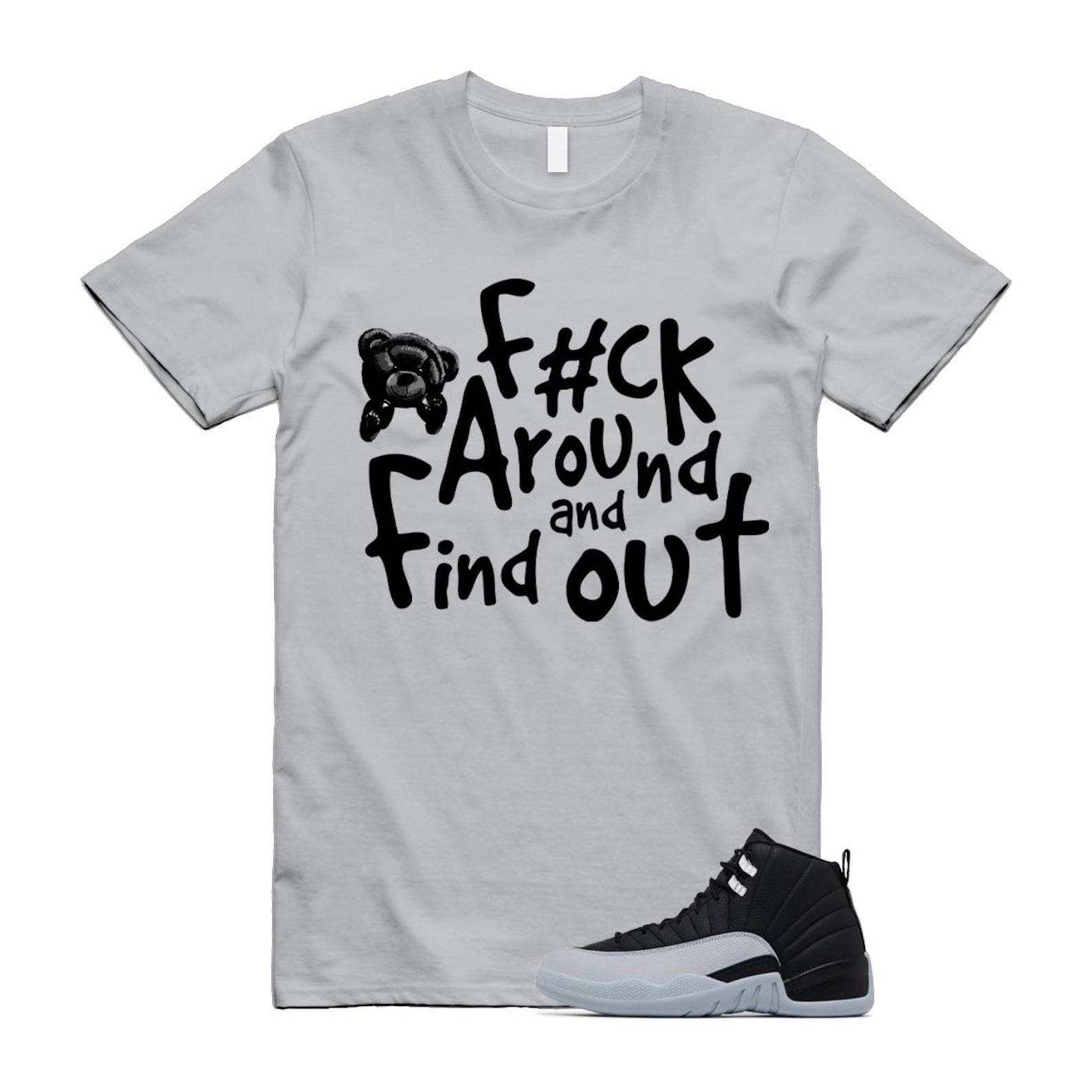 12 Barons Black Wolf Grey White Retro T Shirt Match FCK ,CT8013-010 T-Shirt, Sneaker Match Tee