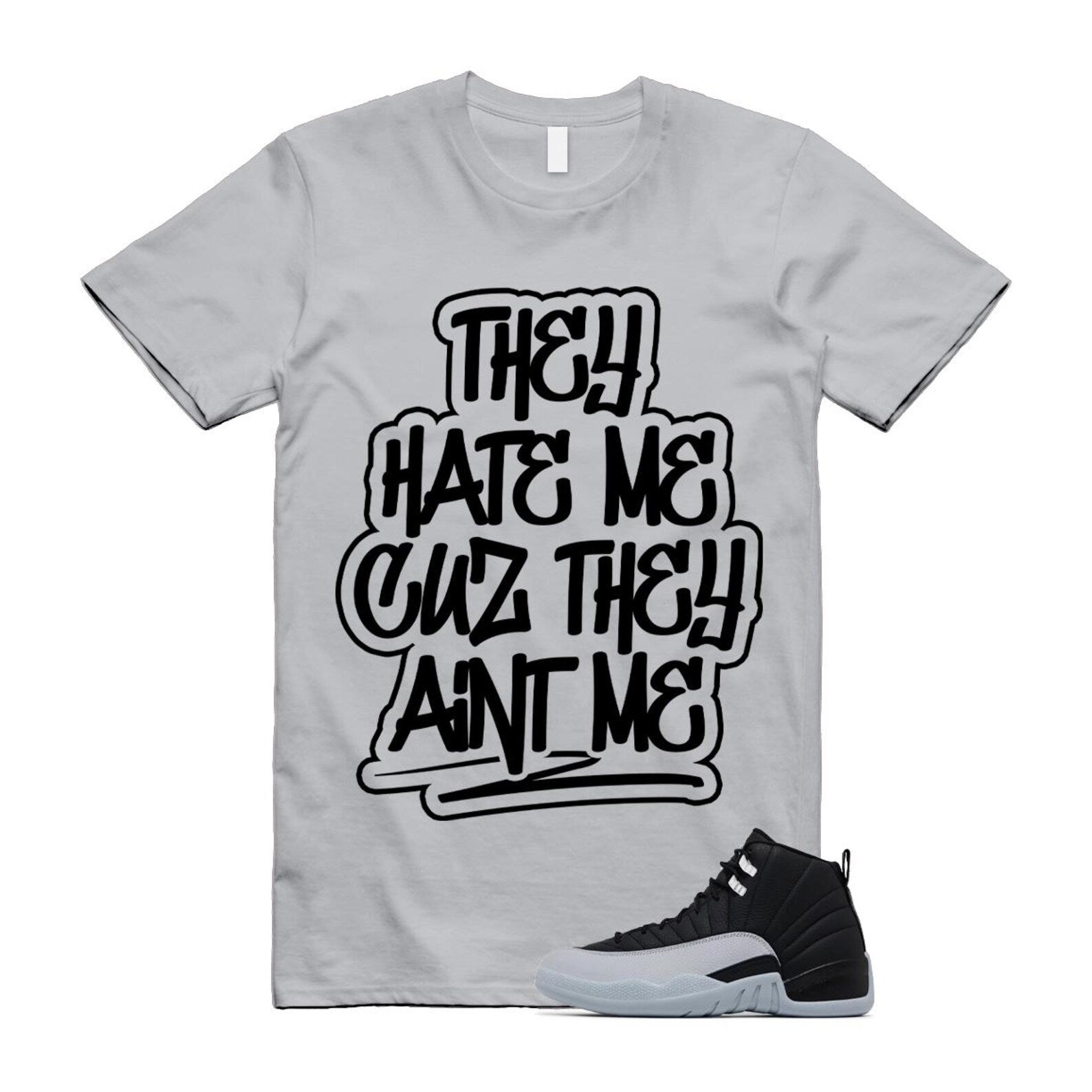 12 Barons Black Wolf Grey White Retro T Shirt Match AINT ME ,CT8013-010 T-Shirt, Sneaker Match Tee