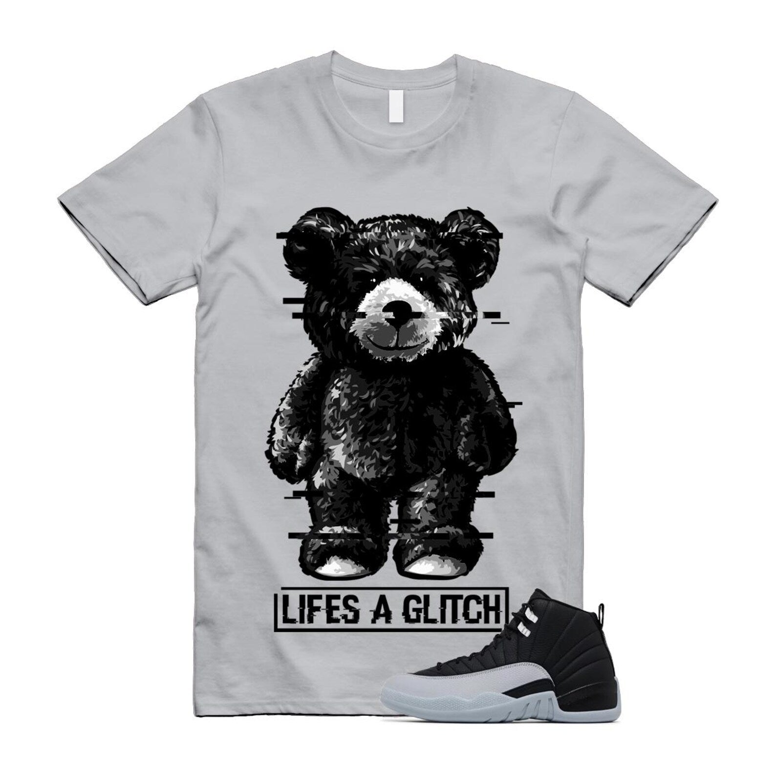 12 Barons Black Wolf Grey White Retro T Shirt Match GLITCH ,CT8013-010 T-Shirt, Sneaker Match Tee