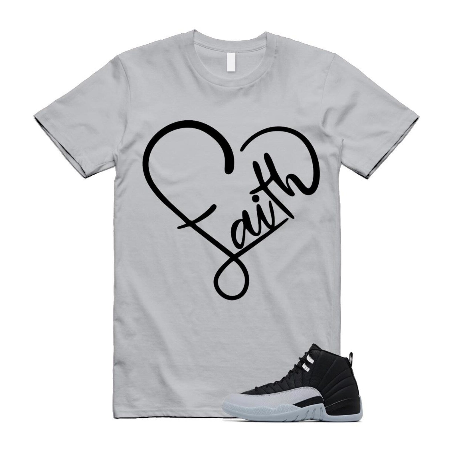 12 Barons Black Wolf Grey White Retro T Shirt Match FAITH ,CT8013-010 T-Shirt, Sneaker Match Tee