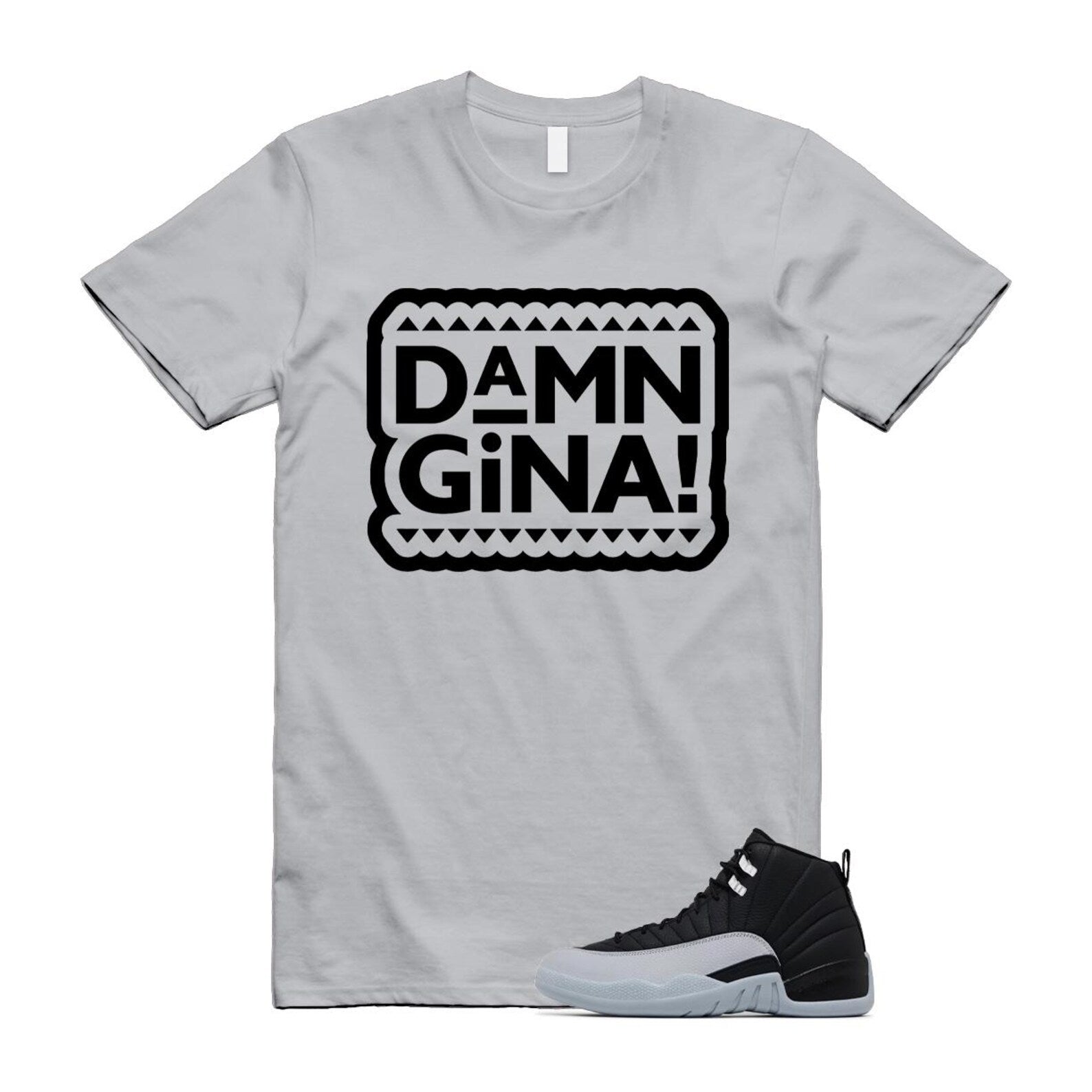 12 Barons Black Wolf Grey White Retro T Shirt Match GINA ,CT8013-010 T-Shirt, Sneaker Match Tee
