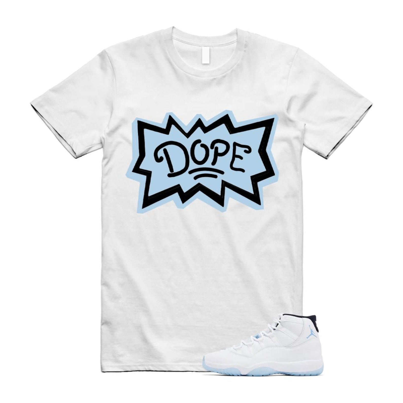 11 Legend Blue White Black 2024 T Shirt Match DOPE ,CT8012-104 T-Shirt, Sneaker Match Tee