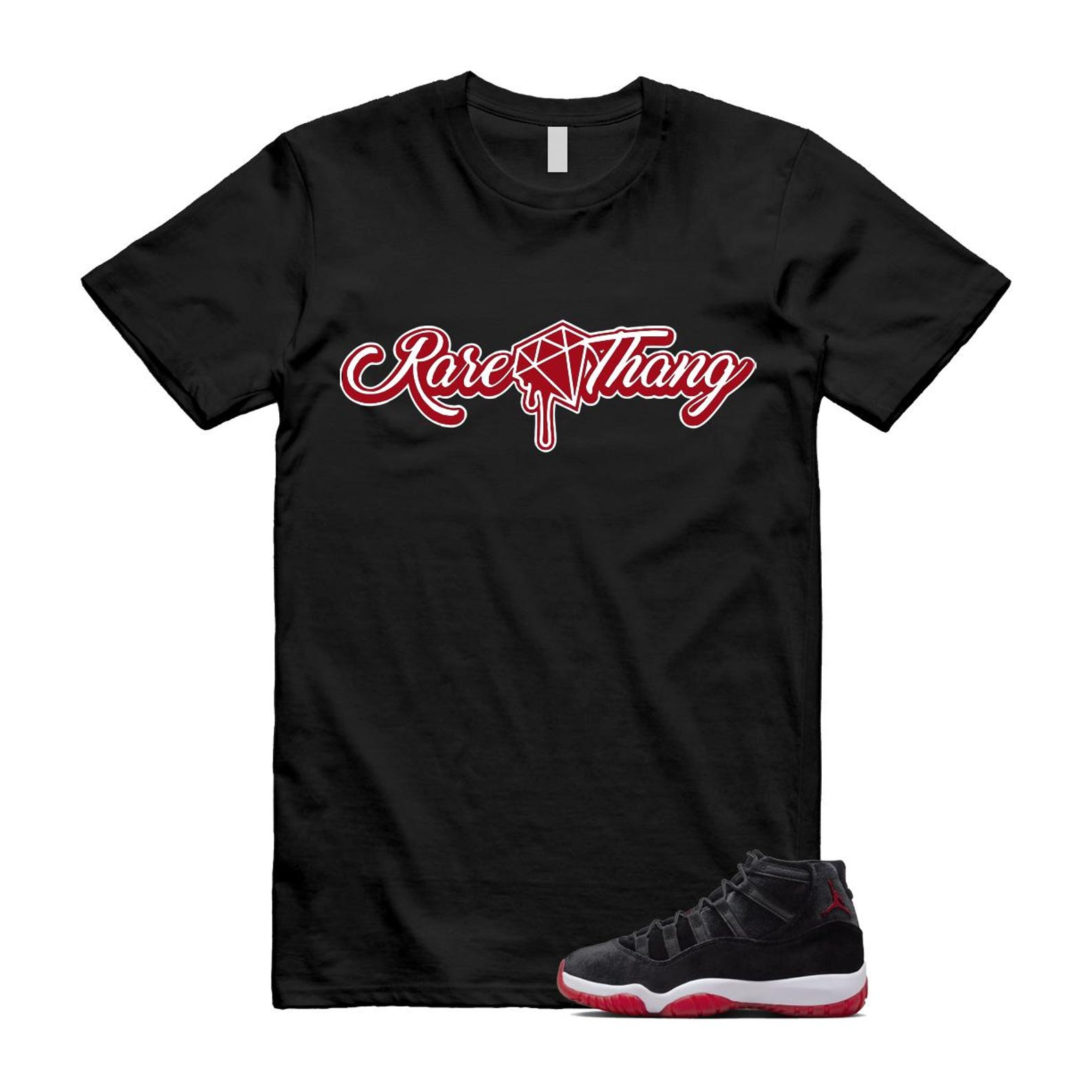 11 Bred Velvet Black Gym Red White T Shirt Match RARE ,DB5457-061 T-Shirt, Sneaker Match Tee