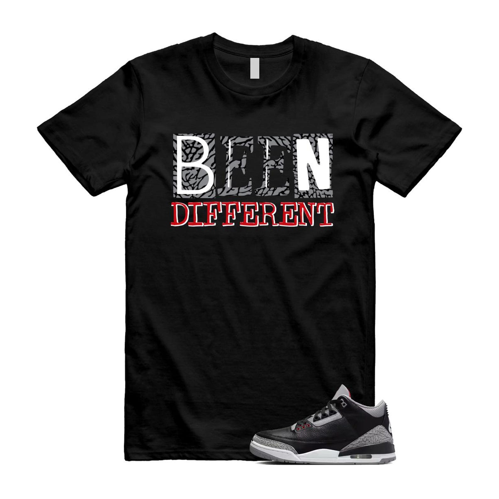 3 Black Cement Grey Fire Red Sail 2024 T Shirt Match BEEN ,DN3707-010 T-Shirt, Sneaker Match Tee