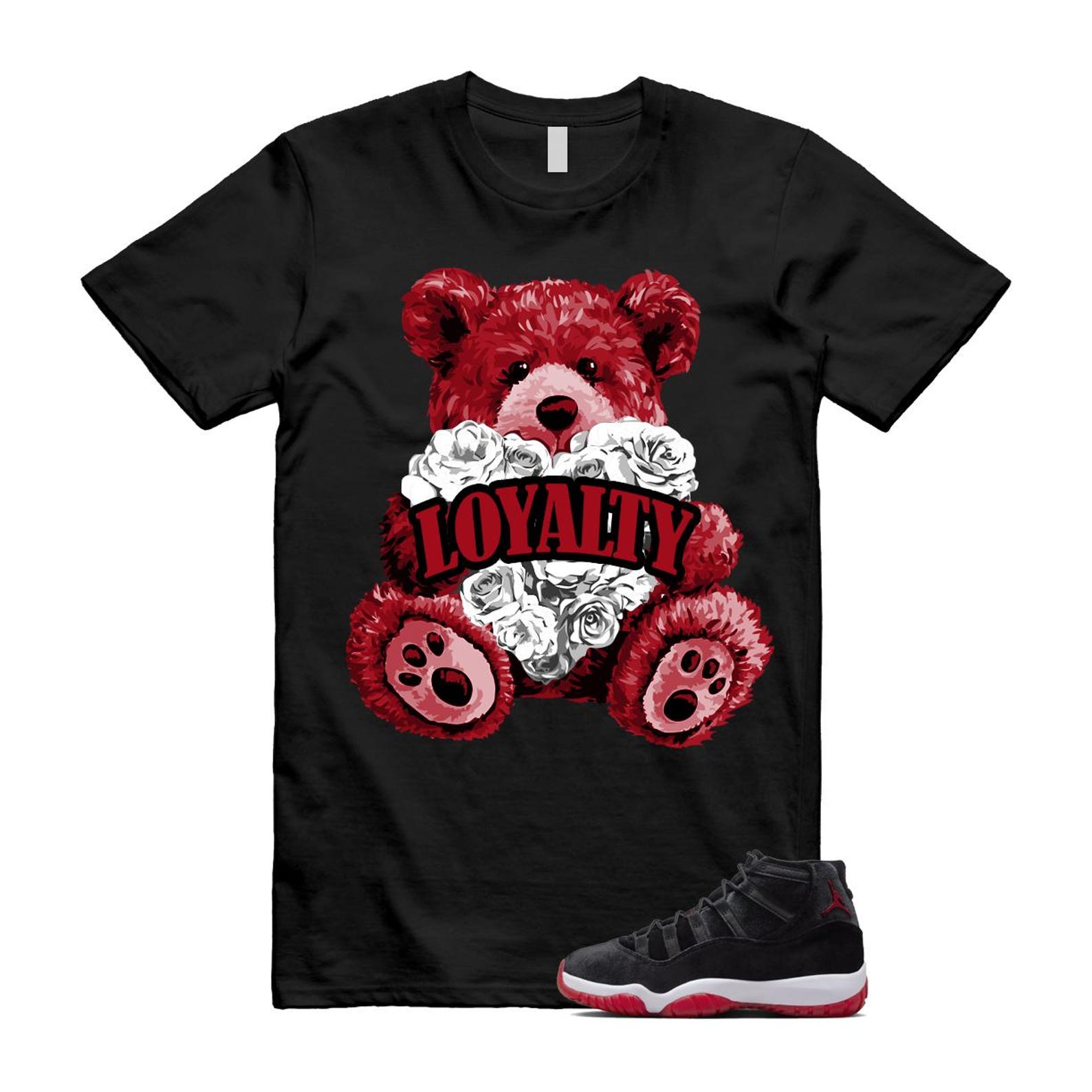 11 Bred Velvet Black Gym Red White T Shirt Match LYLTY ,DB5457-061 T-Shirt, Sneaker Match Tee