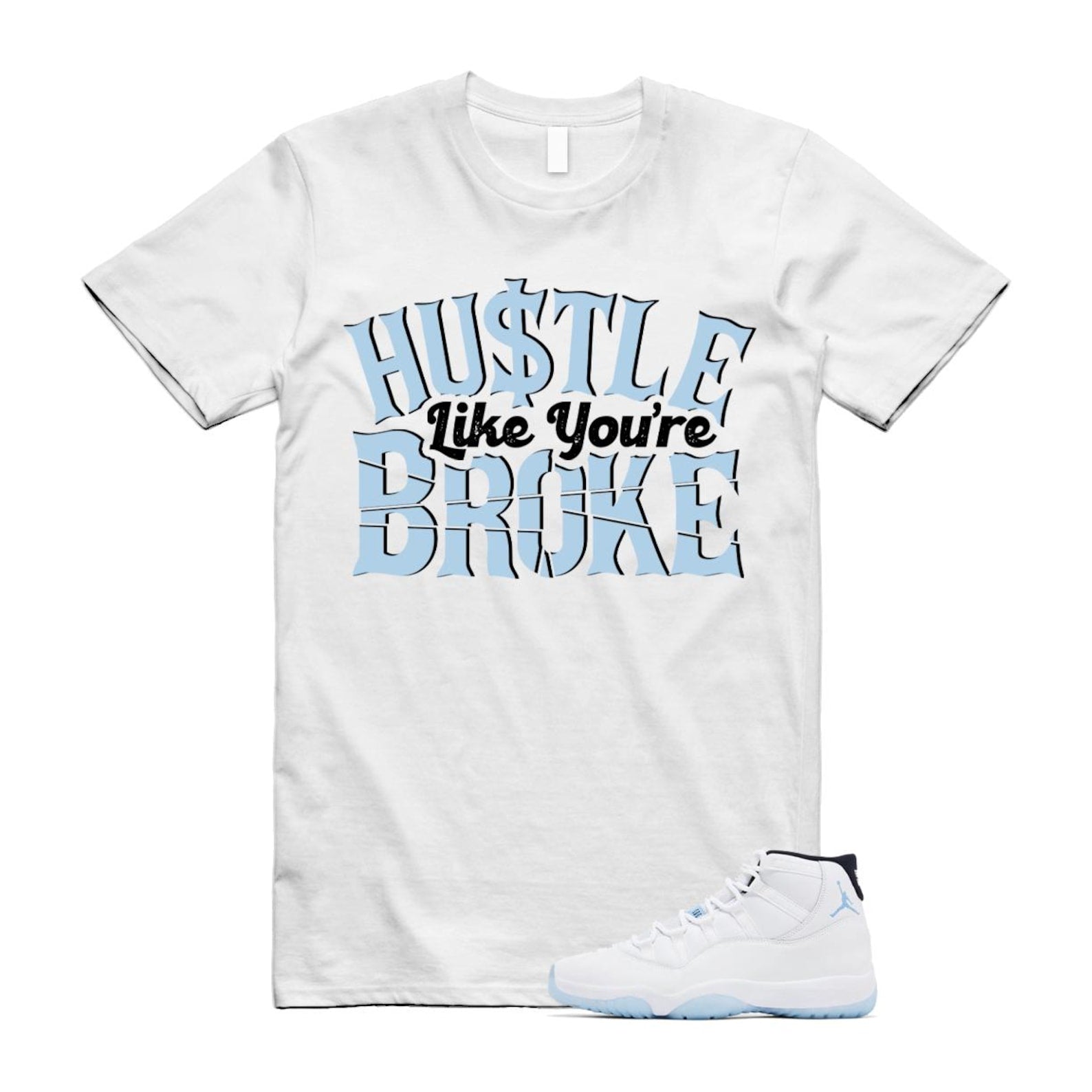 11 Legend Blue White Black 2024 T Shirt Match BROKE ,CT8012-104 T-Shirt, Sneaker Match Tee