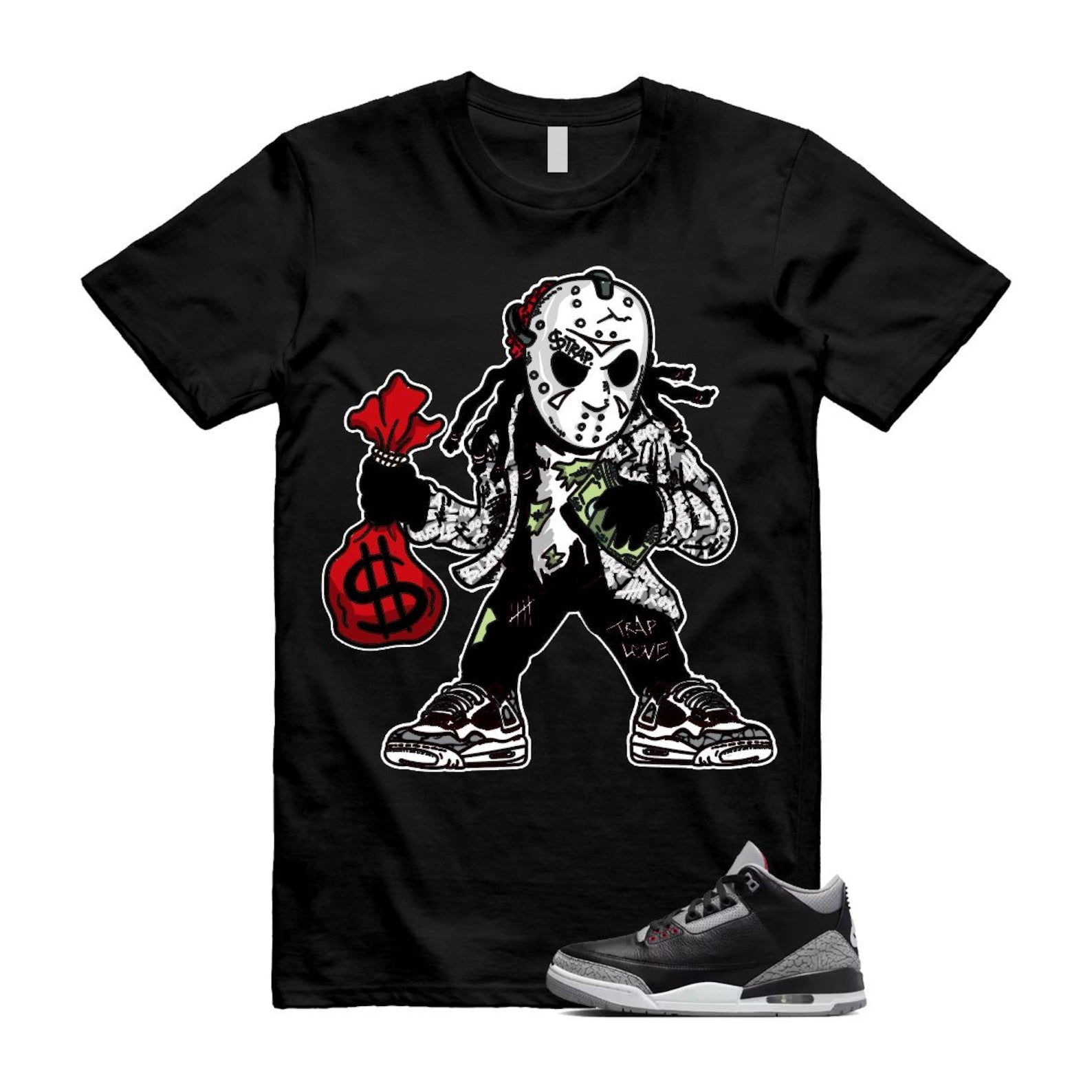 3 Black Cement Grey Fire Red Sail 2024 T Shirt Match JASON ,DN3707-010 T-Shirt, Sneaker Match Tee