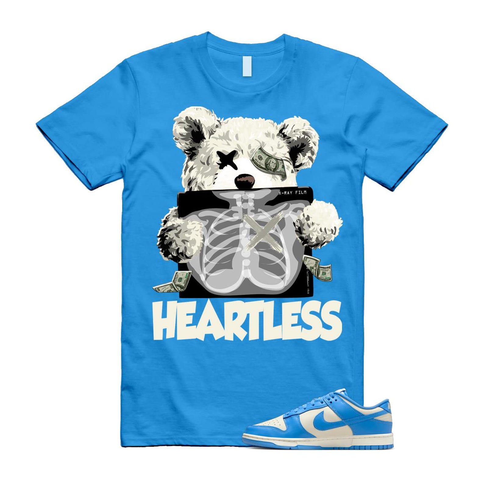 Dunk UNC 2024 University Blue Coconut Milk Low Retro T Shirt Match HEART ,DV0833-113 T-Shirt, Sneaker Match Tee