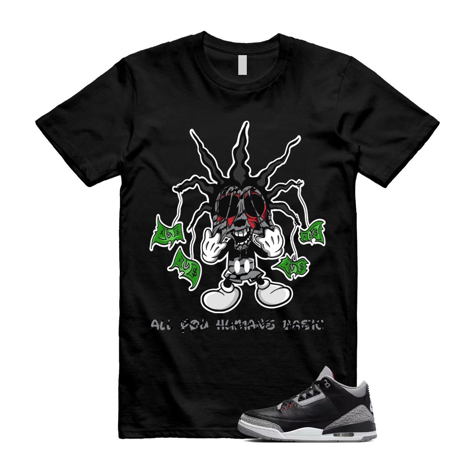 3 Black Cement Grey Fire Red Sail 2024 T Shirt Match HOOK ,DN3707-010 T-Shirt, Sneaker Match Tee