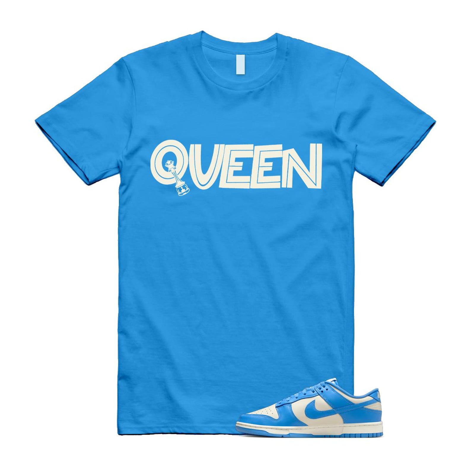 Dunk UNC 2024 University Blue Coconut Milk Low Retro T Shirt Match QUEEN ,DV0833-113 T-Shirt, Sneaker Match Tee