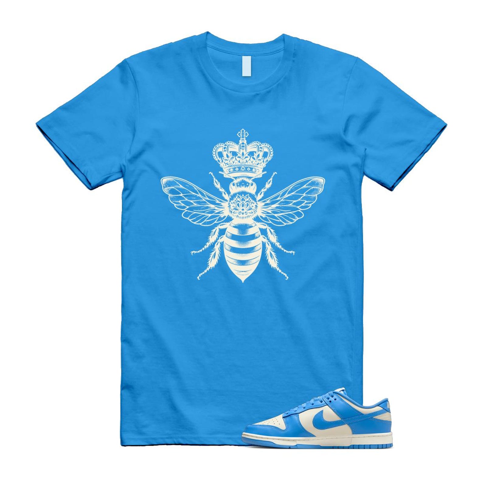Dunk UNC 2024 University Blue Coconut Milk Low Retro T Shirt Match BEE ,DV0833-113 T-Shirt, Sneaker Match Tee