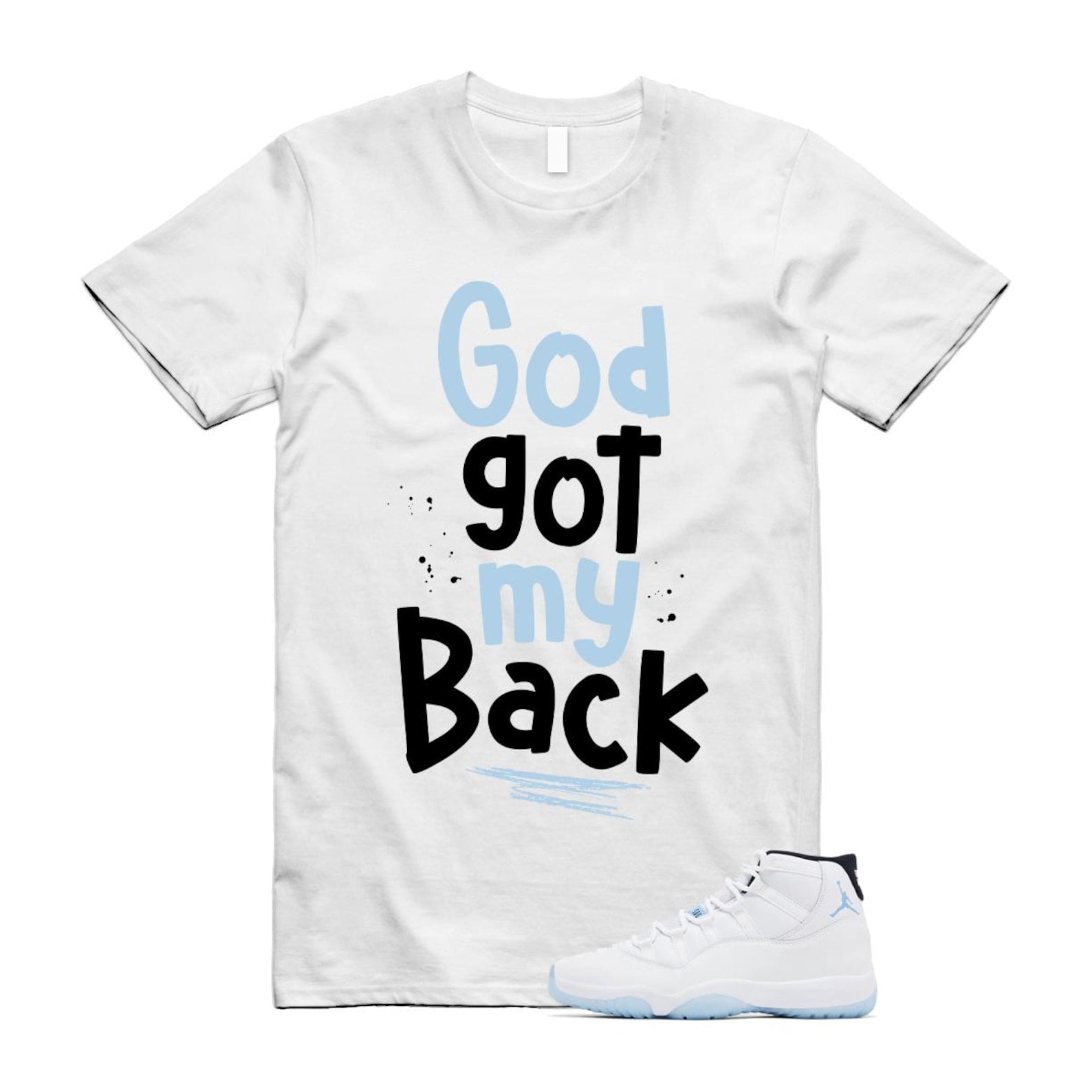 11 Legend Blue White Black 2024 T Shirt Match GOD ,CT8012-104 T-Shirt, Sneaker Match Tee