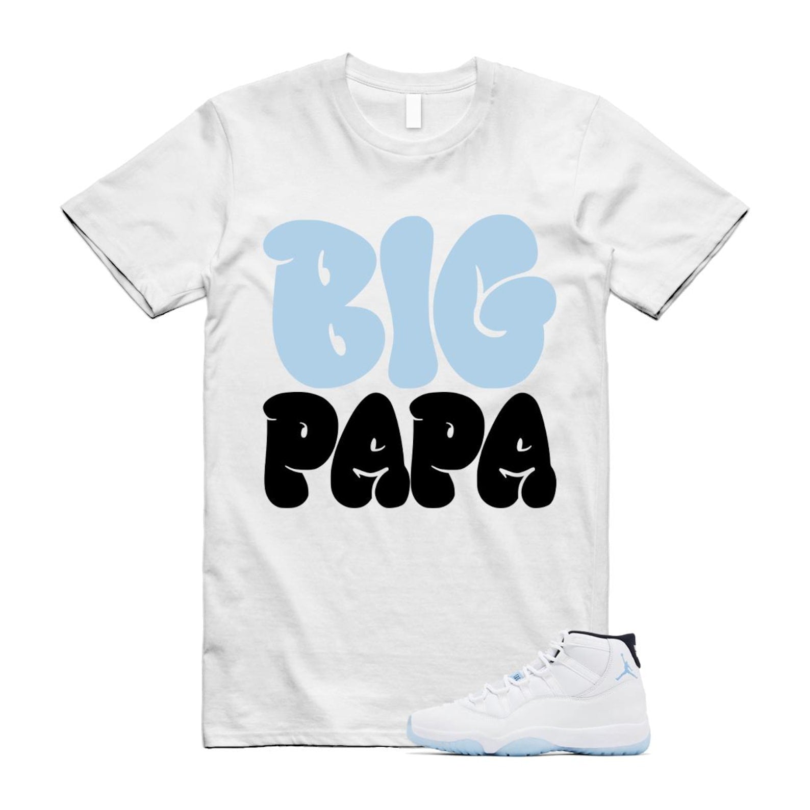 11 Legend Blue White Black 2024 T Shirt Match PAPA ,CT8012-104 T-Shirt, Sneaker Match Tee