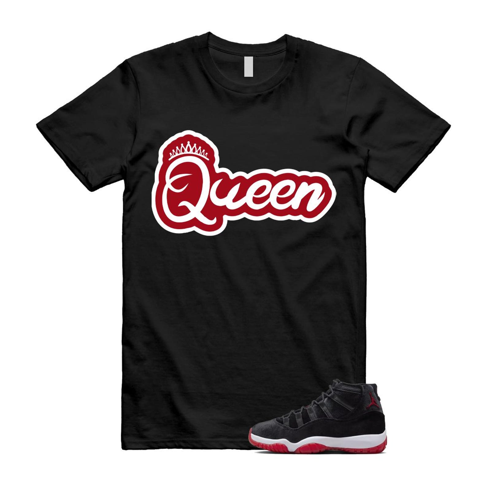 11 Bred Velvet Black Gym Red White T Shirt Match Q2 ,DB5457-061 T-Shirt, Sneaker Match Tee